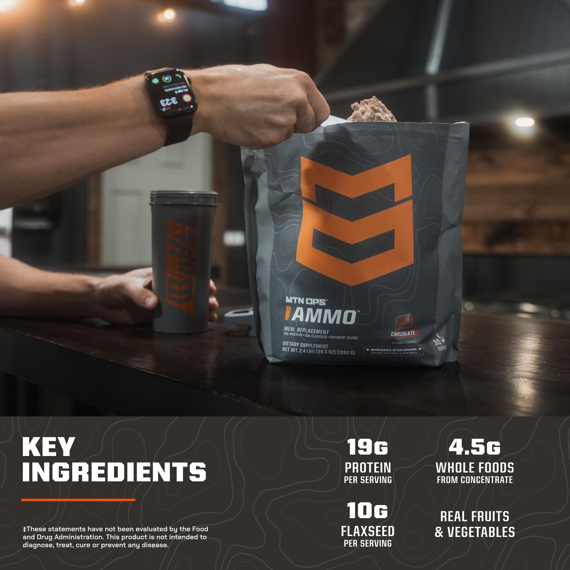 MTN OPS Ammo gluten-free and zero sugar label supports mindful choices