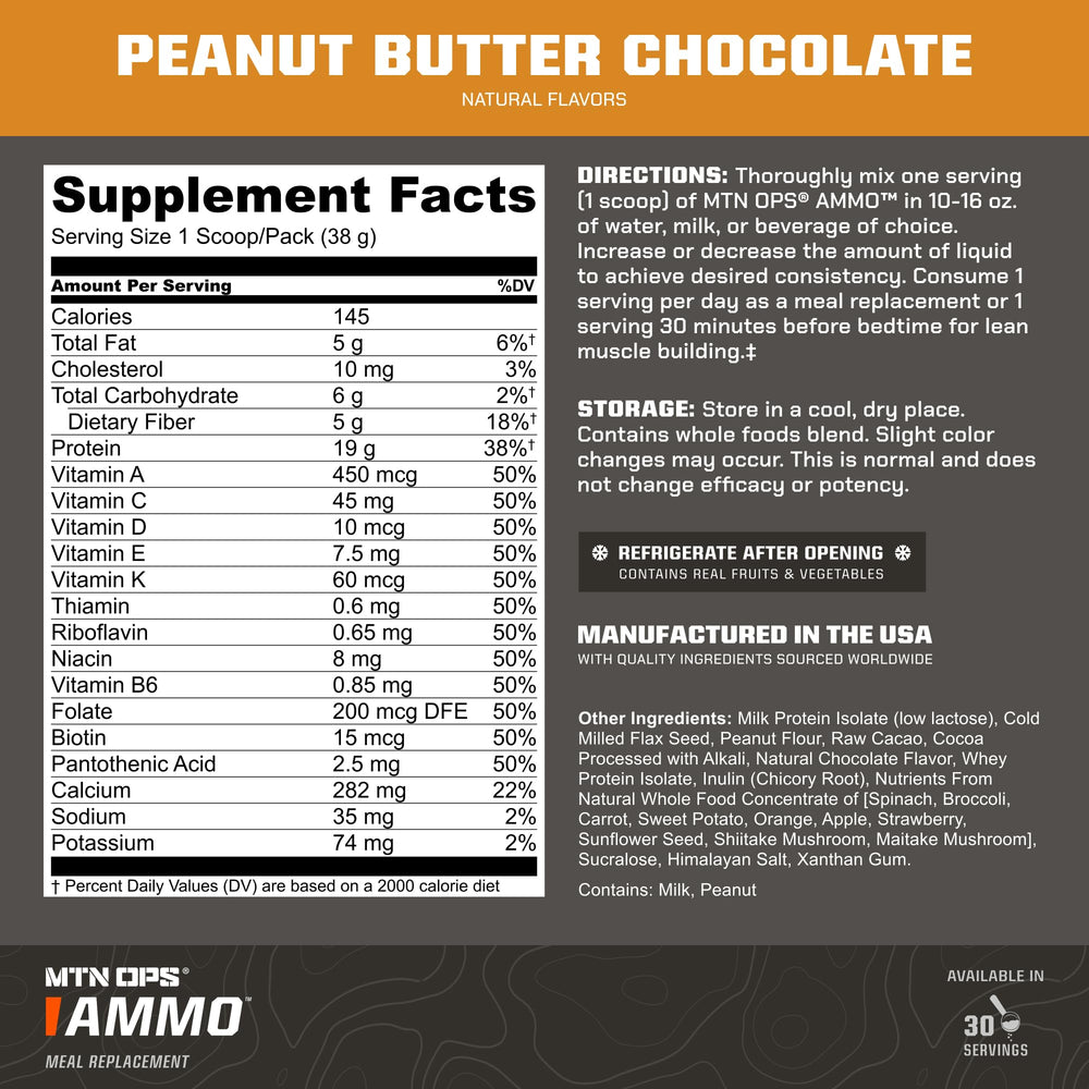 MTN OPS Ammo Meal Shake in a glass with froth, showcasing tasty gluten-free option.