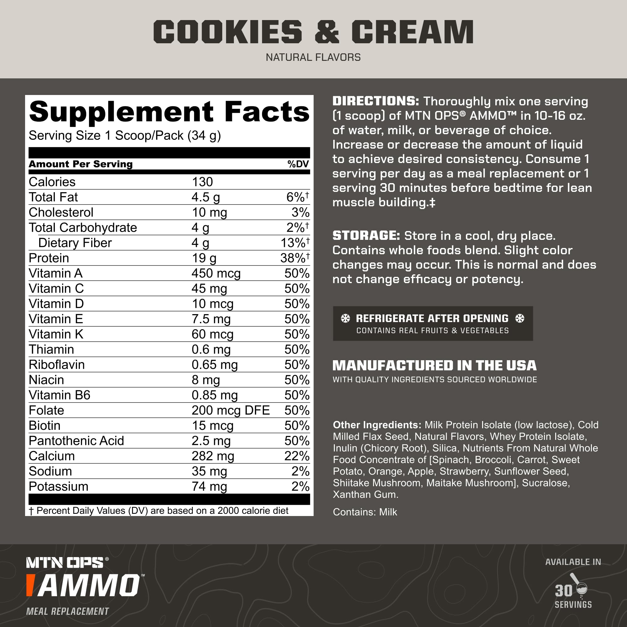 MTN OPS Ammo shake poured into a glass with creamy texture and flavor