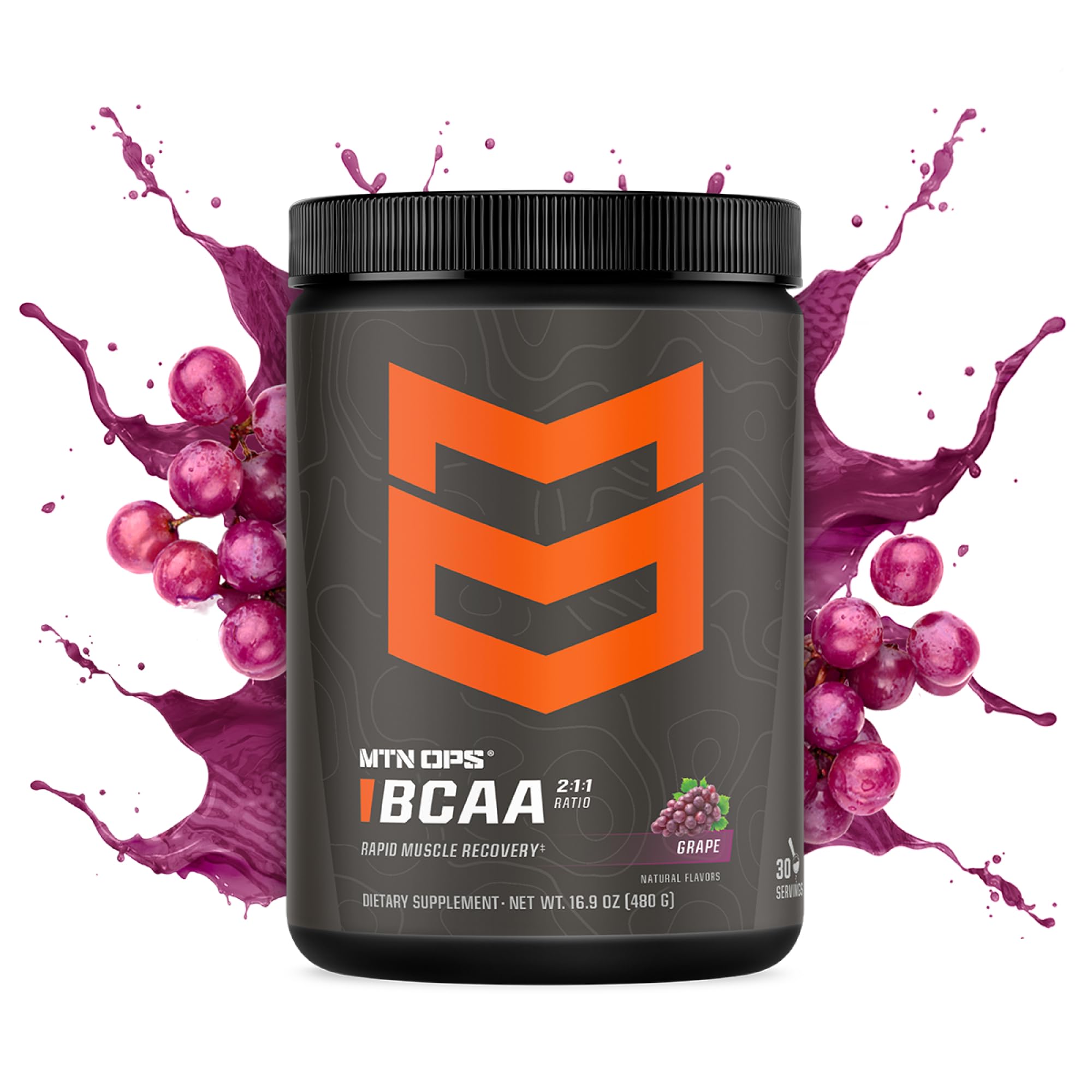 MTN OPS BCAA powder scoop in hand for on-the-go hydration and fueling.