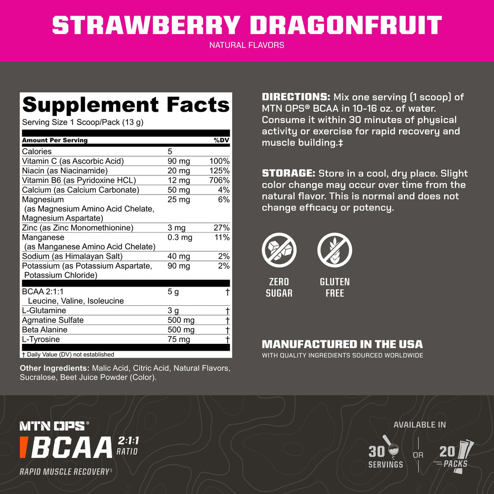 MTN OPS BCAA powder scoop for easy serving during workouts.