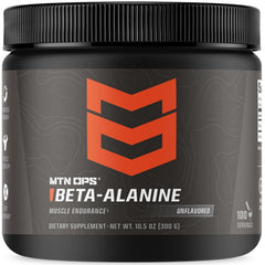 MTN OPS Beta Alanine powder in a bottle supports endurance during hard workouts