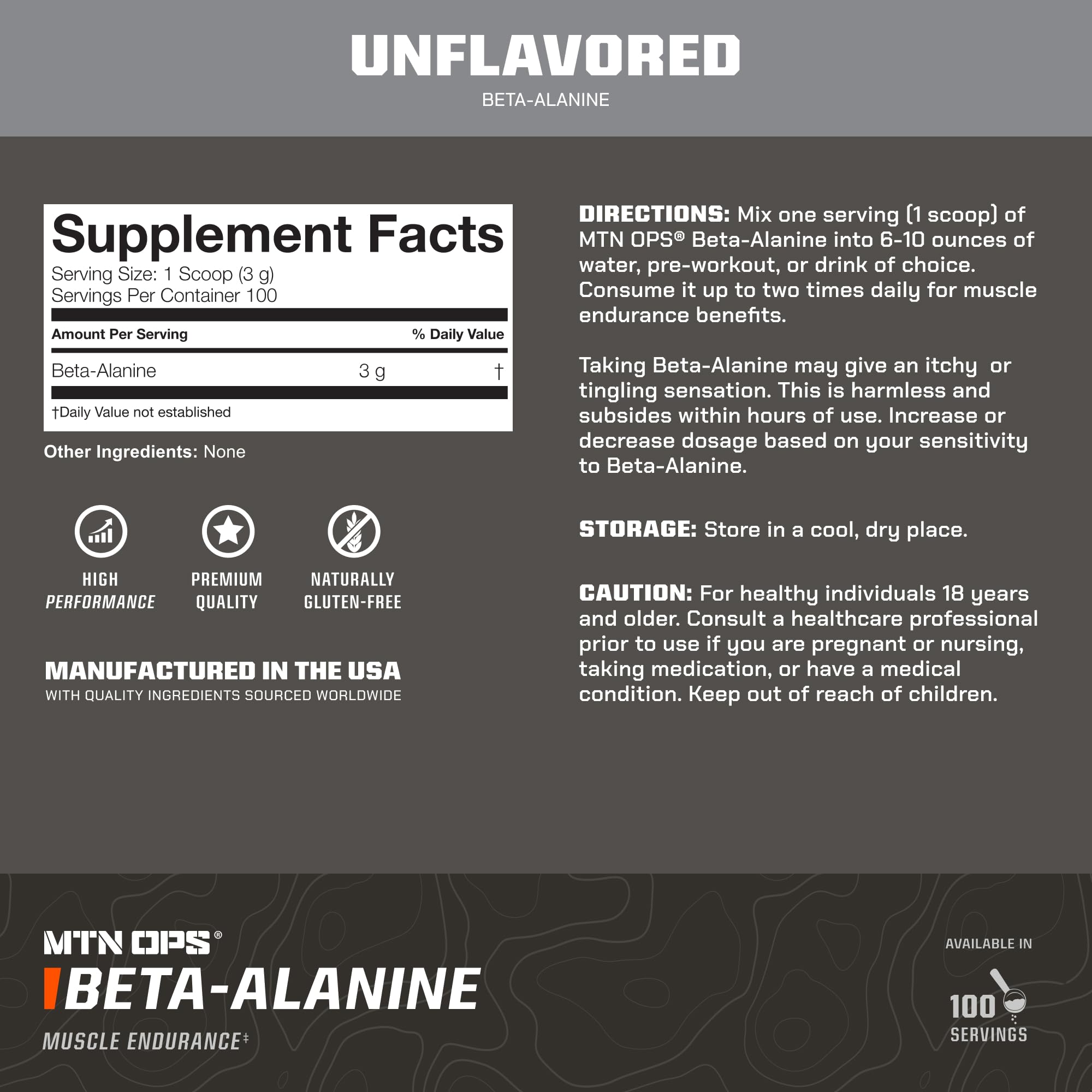 MTN OPS Beta Alanine powder dissolving in water for quick pre-workout mix