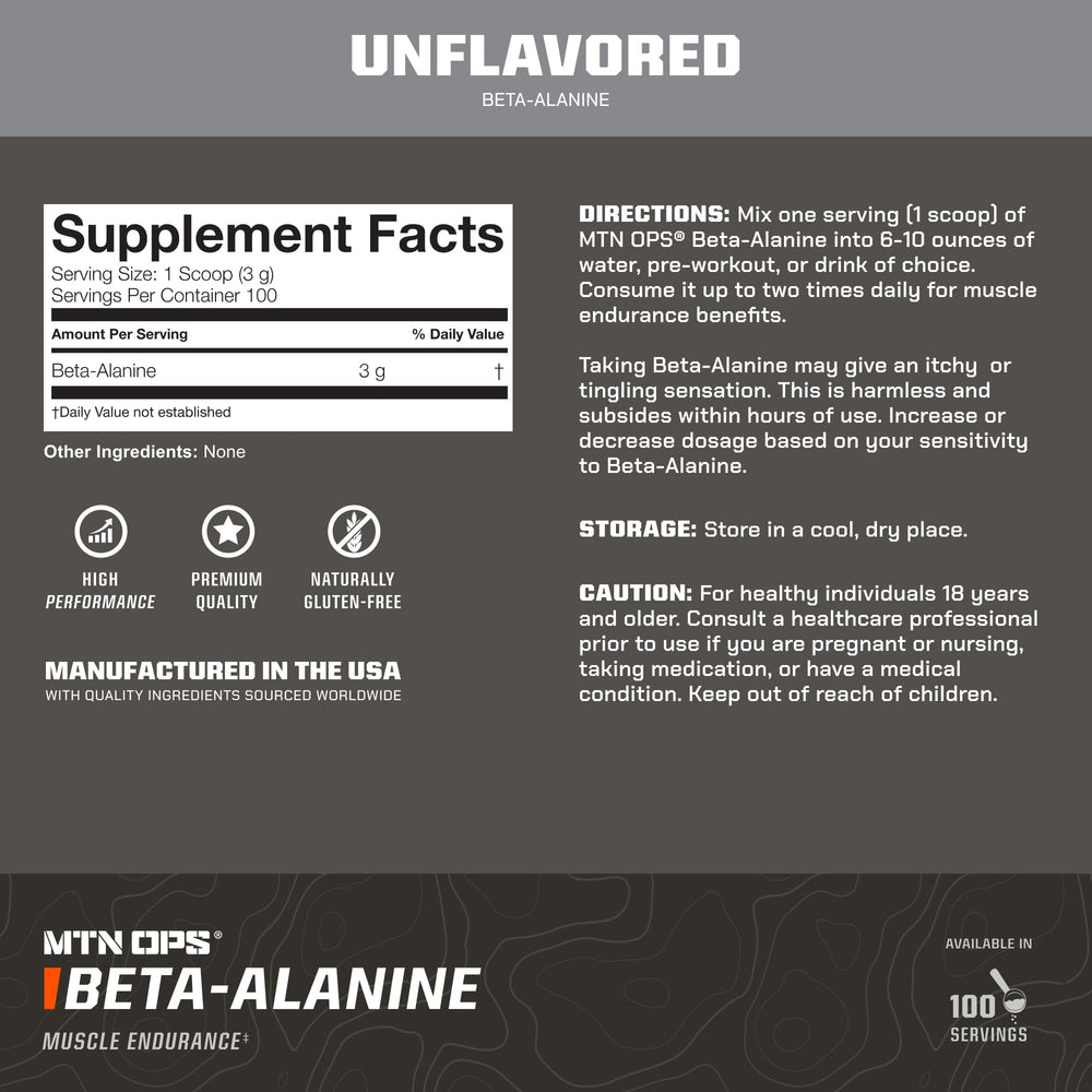 MTN OPS Beta Alanine powder dissolving in water for quick pre-workout mix