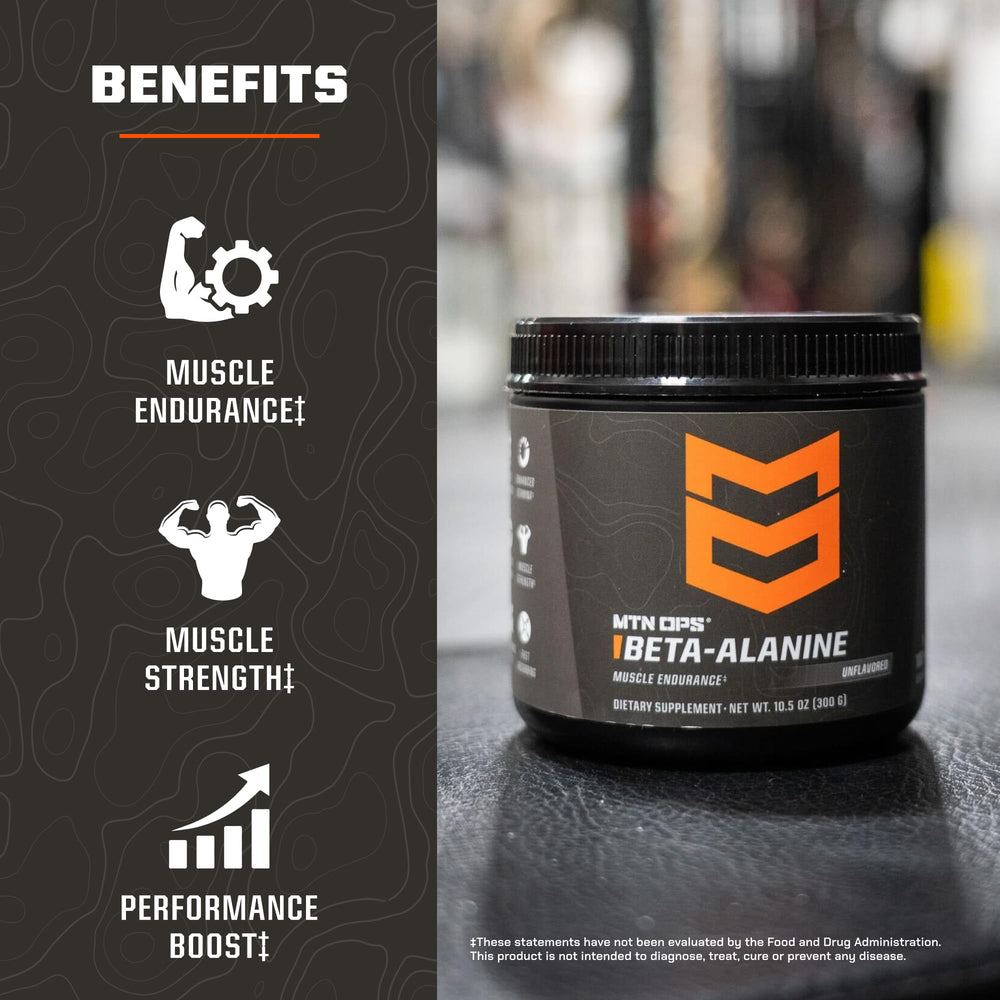 MTN OPS Beta Alanine powder unflavored tub ideal for customizable pre-workout blends