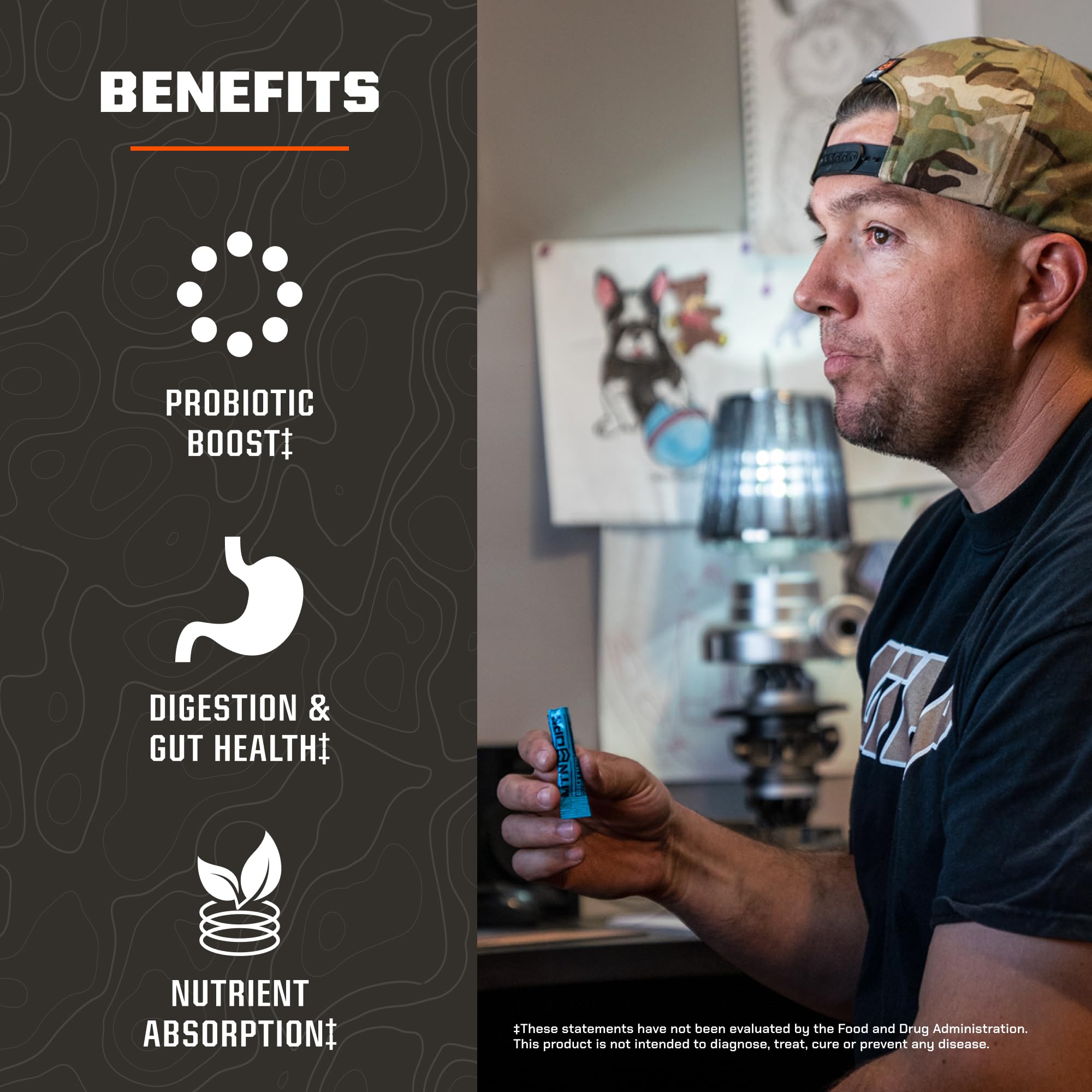 MTN OPS Biotics STM blue raspberry flavor label suggests refreshing intake