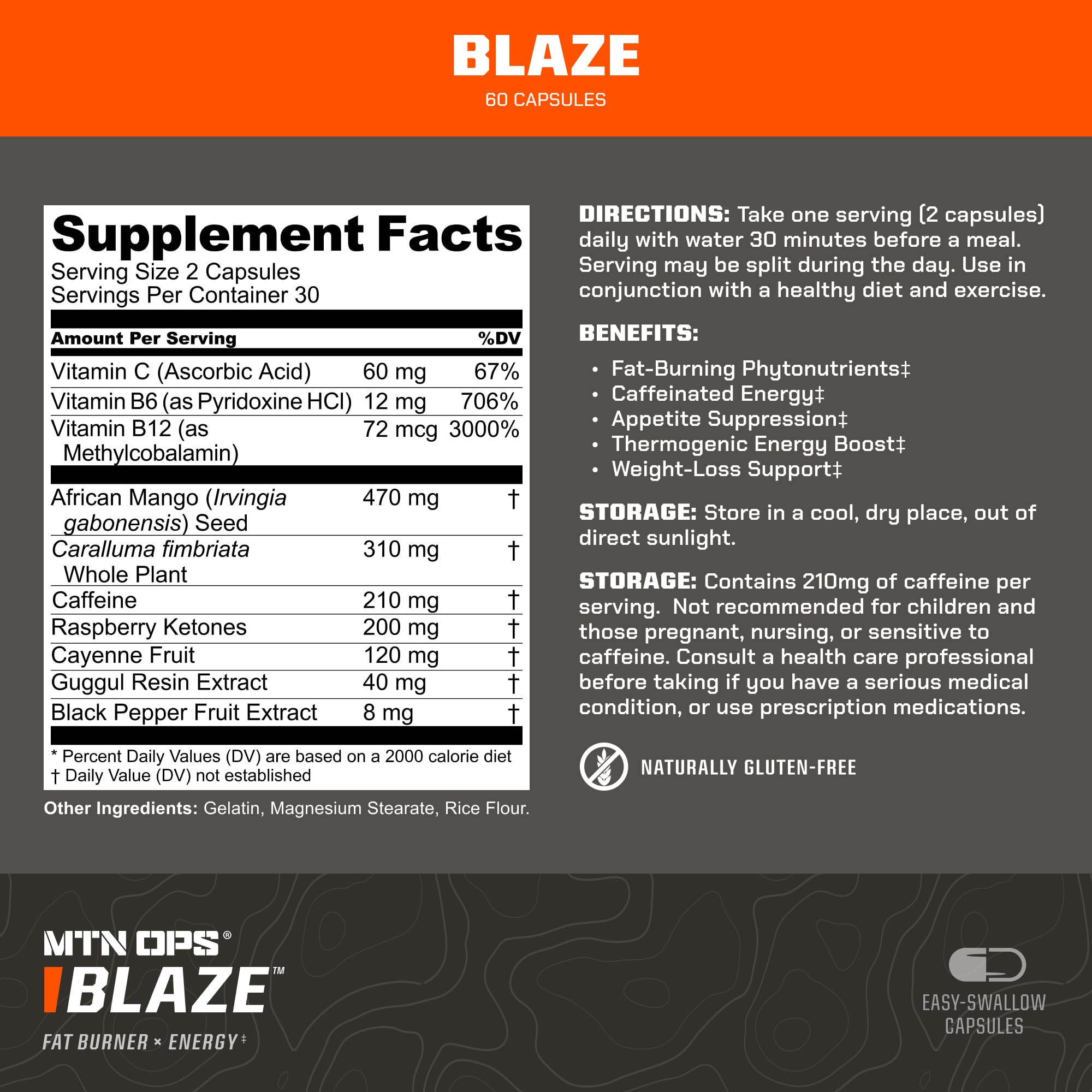 MTN OPS Blaze capsules closeup highlighting gluten-free convenience