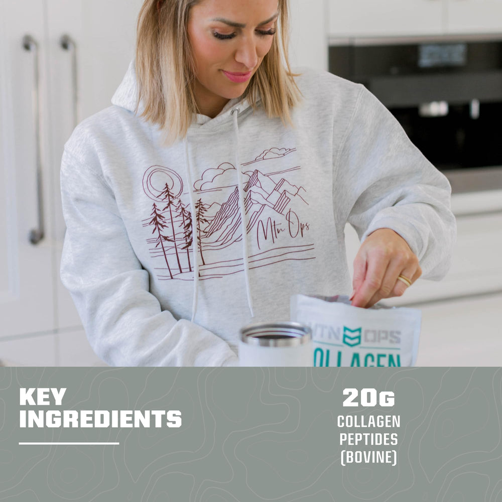 MTN OPS Collagen Tea stir demonstrates easy mix-in for beverages.