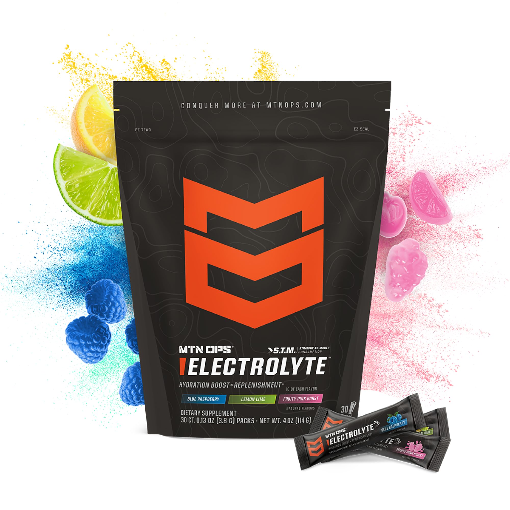 MTN OPS Electrolytes STM Powder Packets – Sugar Free Hydration, Gluten ...