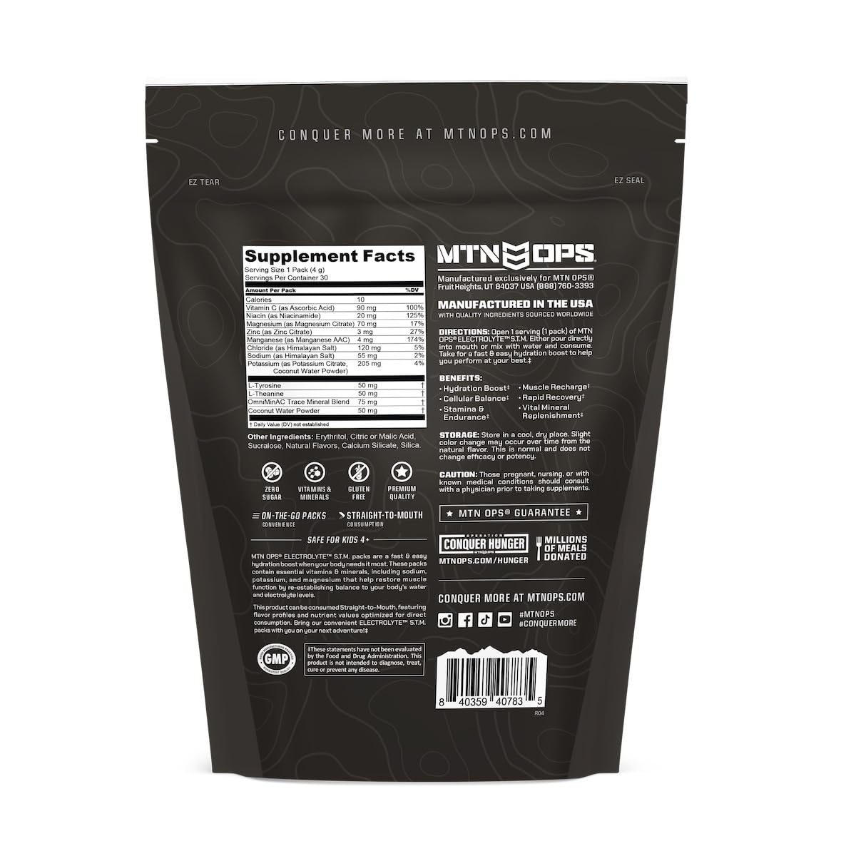 MTN OPS Electrolytes STM Powder Packets – Sugar Free Hydration, Gluten ...