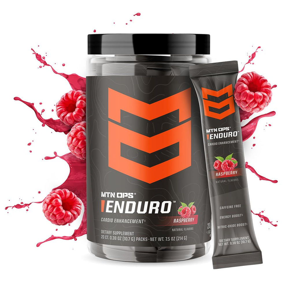 Enduro scoop shown beside product label for easy mixing.