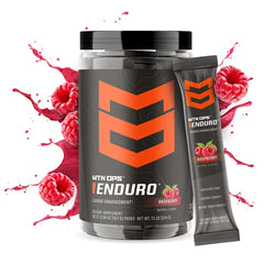 Enduro scoop shown beside product label for easy mixing.