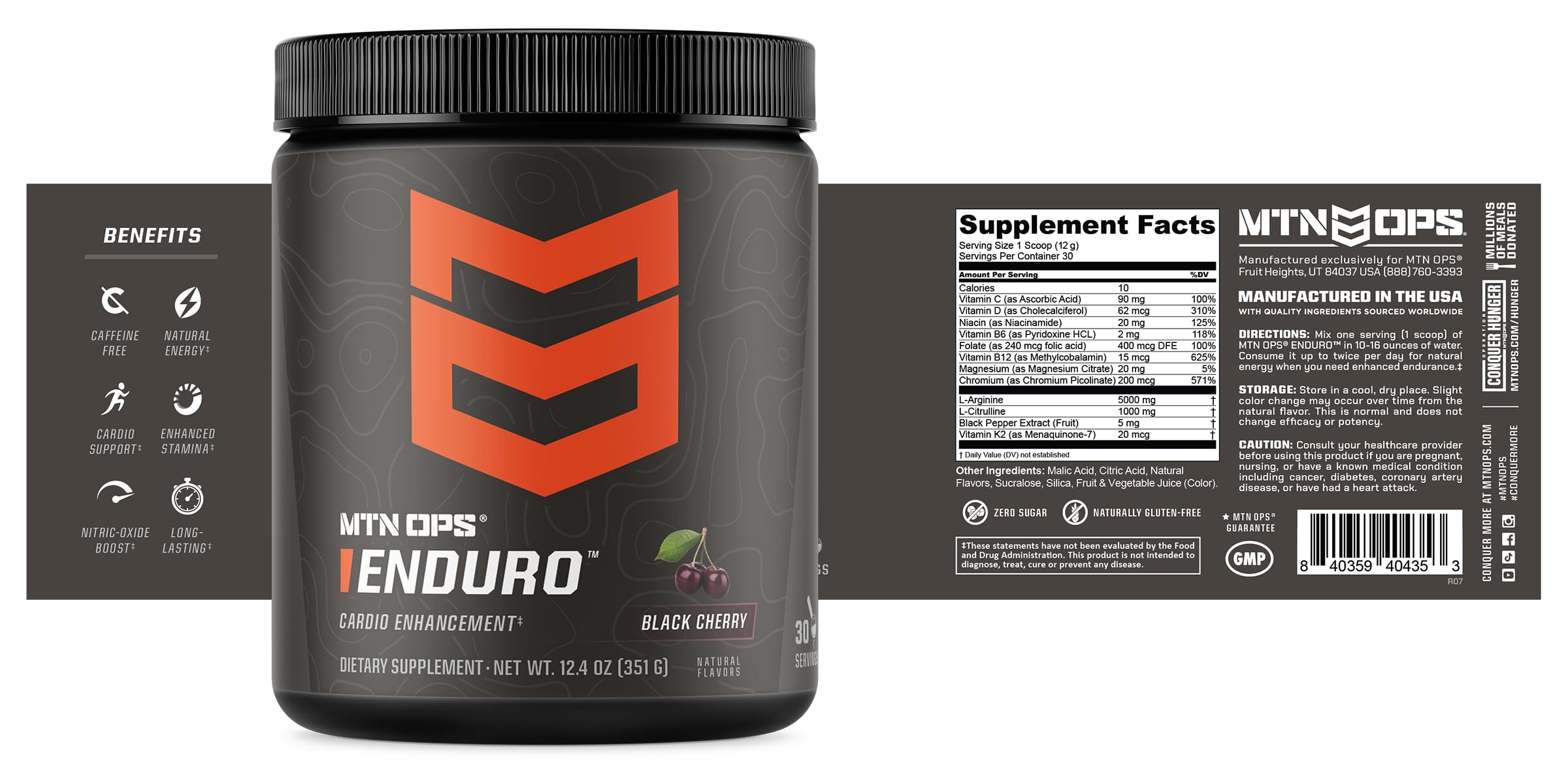 Black cherry Enduro ready to drink to support workouts.