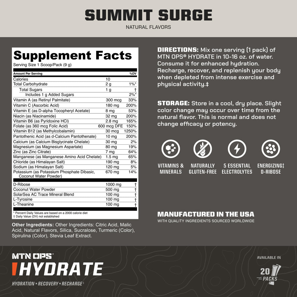 MTN OPS Hydrate powder dissolving in water for fast refreshment.
