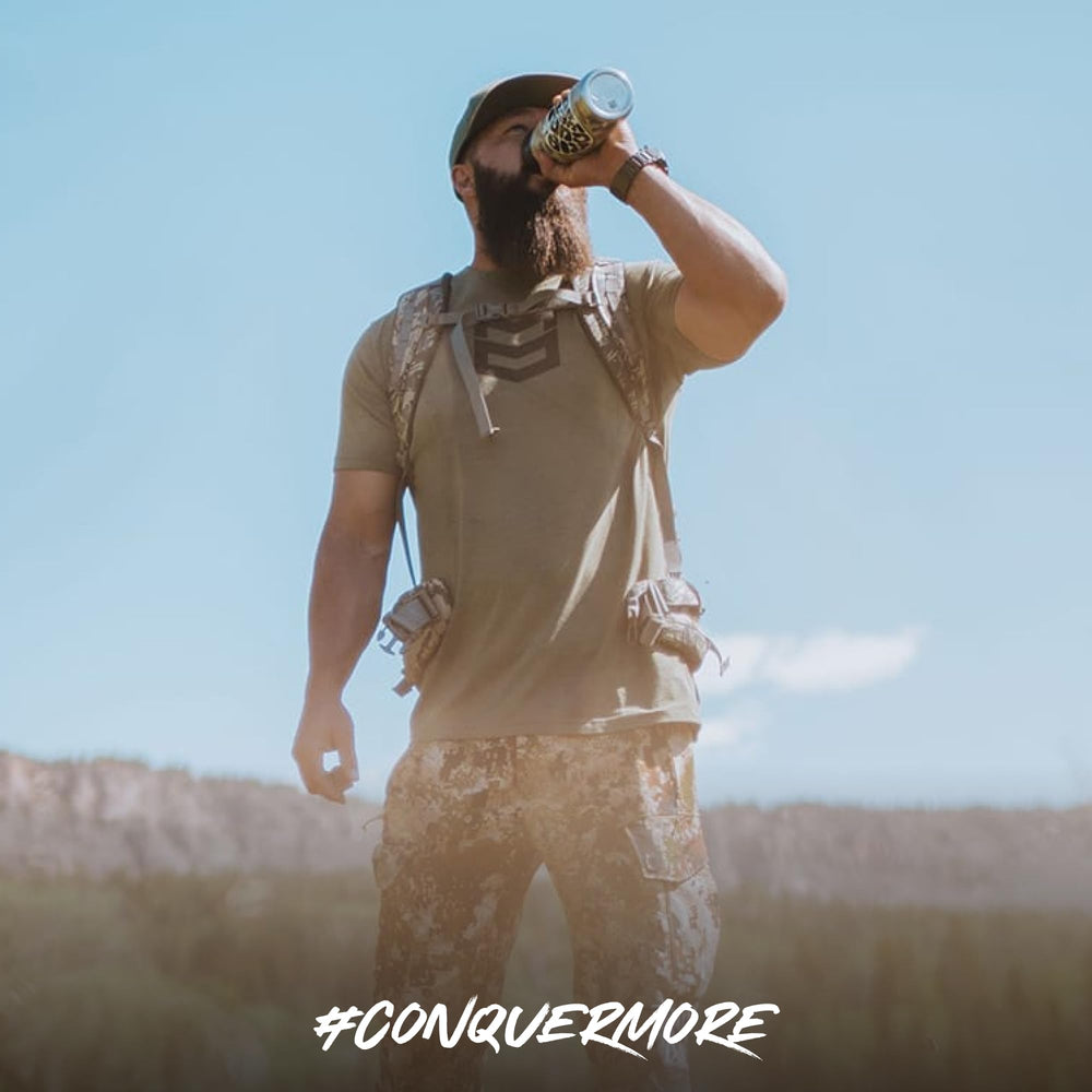 MTN OPS Hydrate Lemonade on-the-go in a backpack during sports.