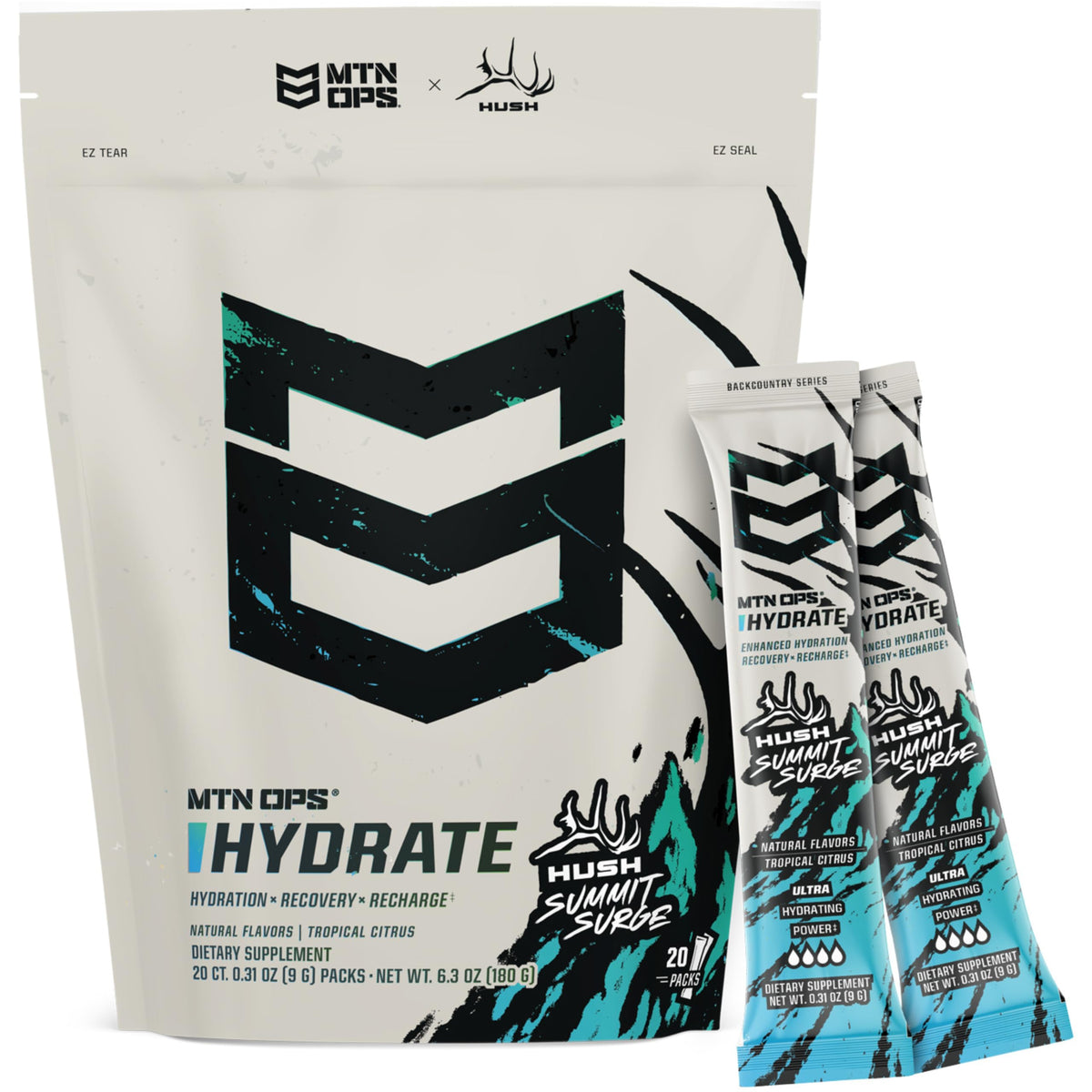 MTN OPS Hydrate on-the-go packs for quick hydration during workouts.