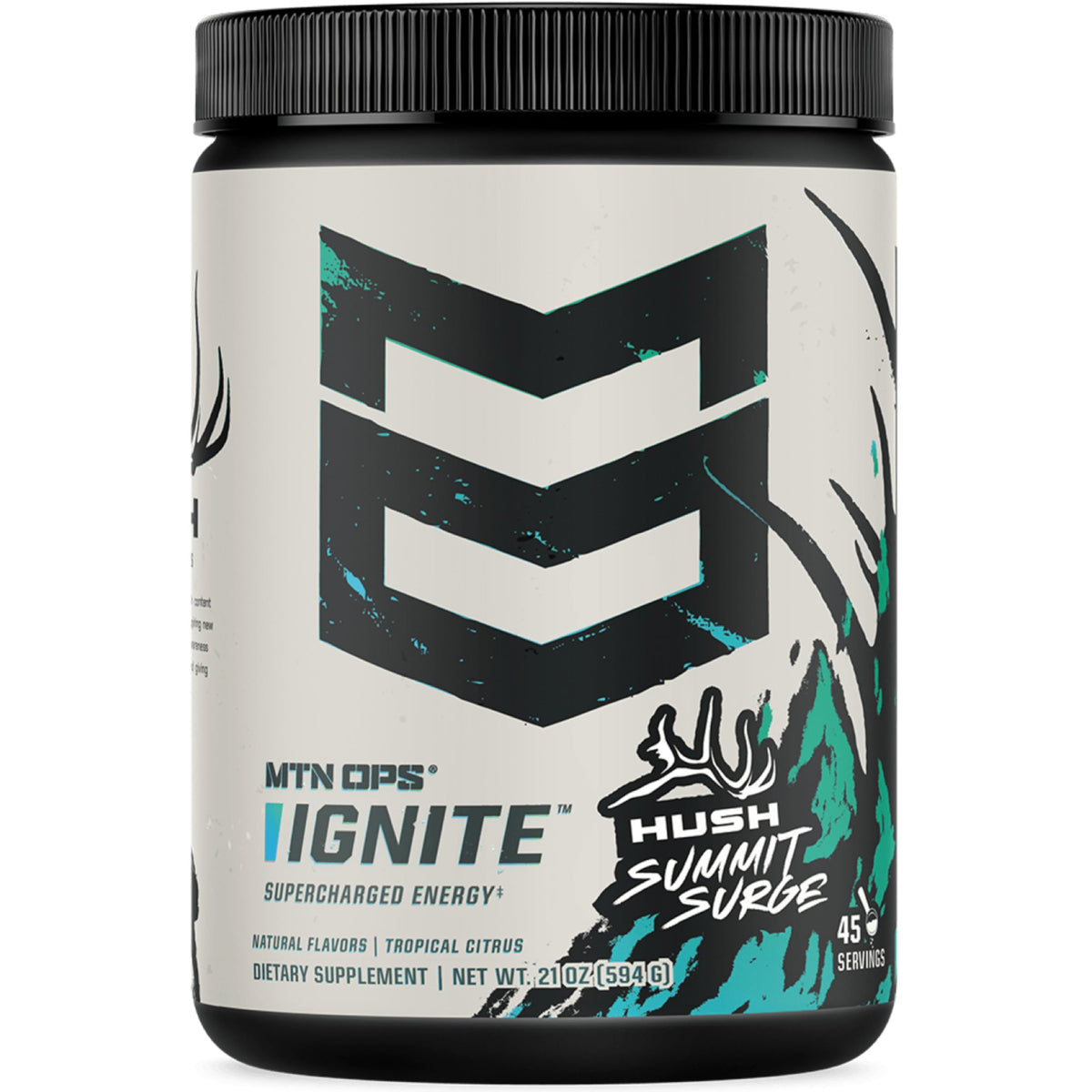MTN OPS Ignite bottle displays the energy powder for clean, sustained energy