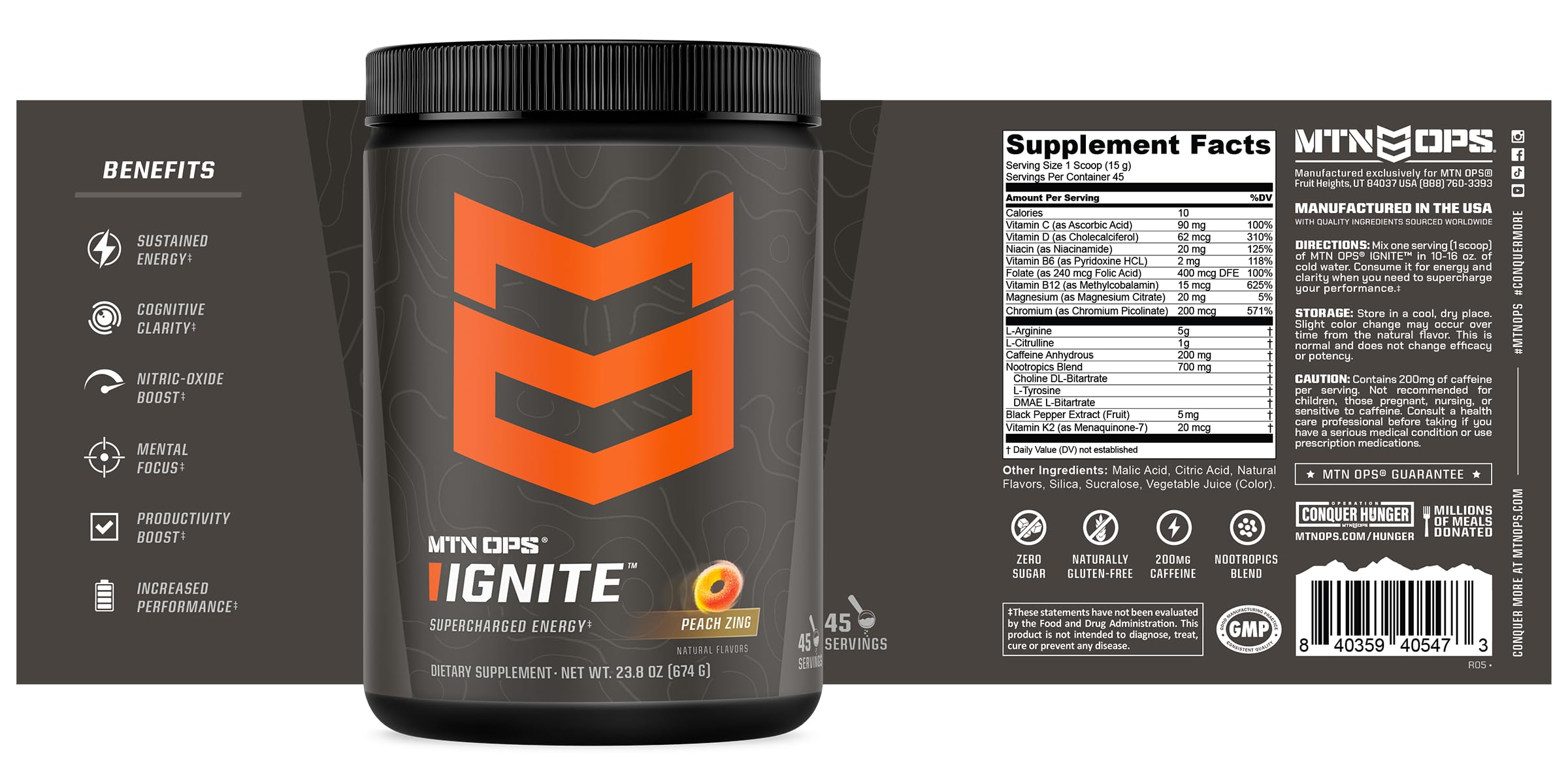 MTN OPS Ignite boost bottle hinting all-day endurance.