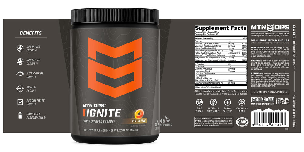 MTN OPS Ignite boost bottle hinting all-day endurance.