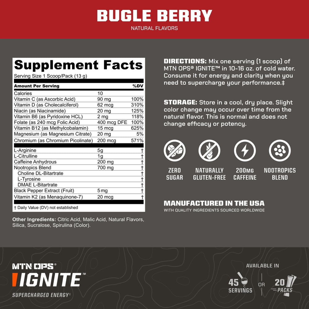 MTN OPS Ignite Energy Drink Glass with Bugle Berry mix after blending.