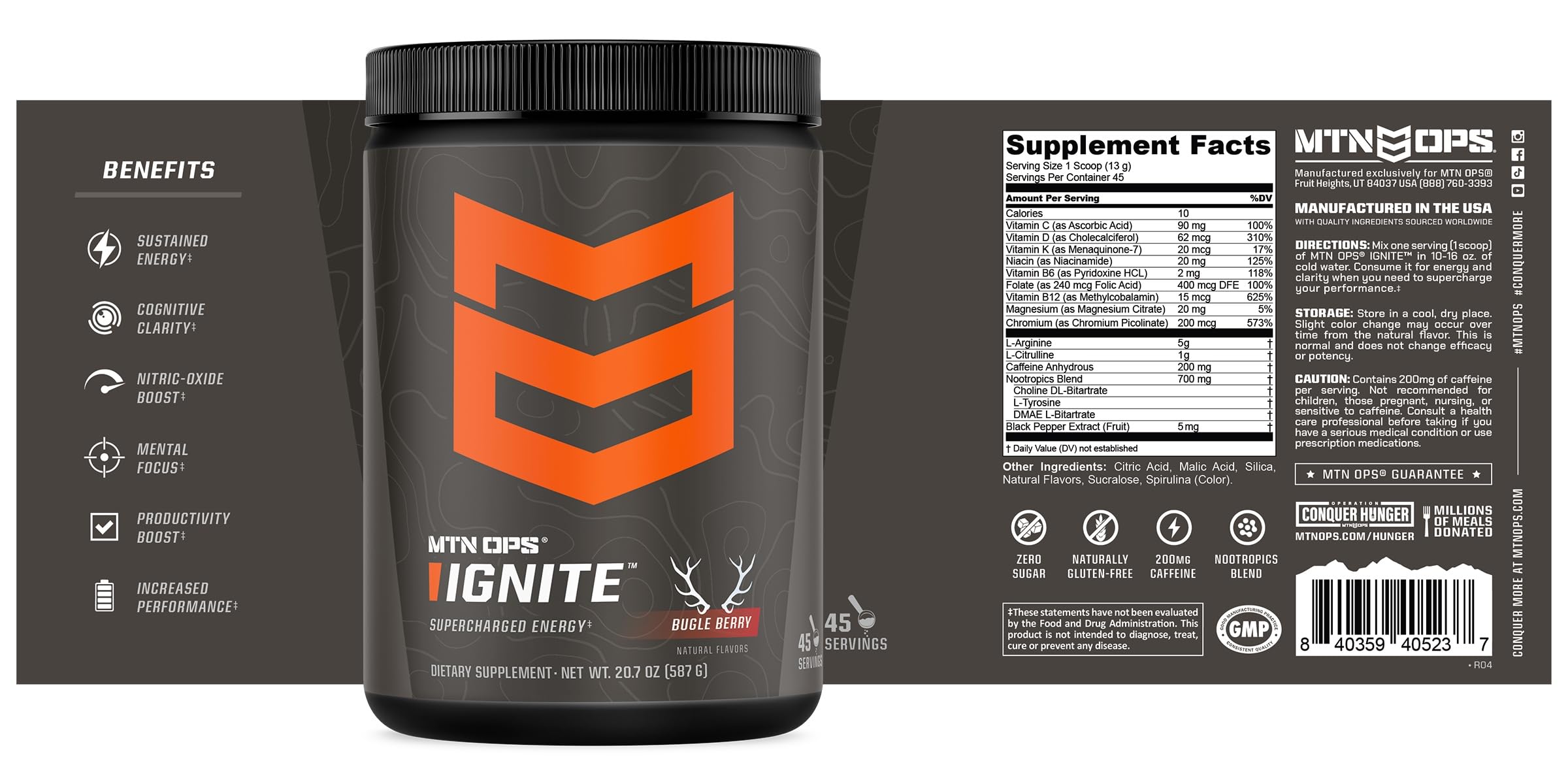 MTN OPS Ignite Energy Drink Hydration Mix suited for endurance sessions.