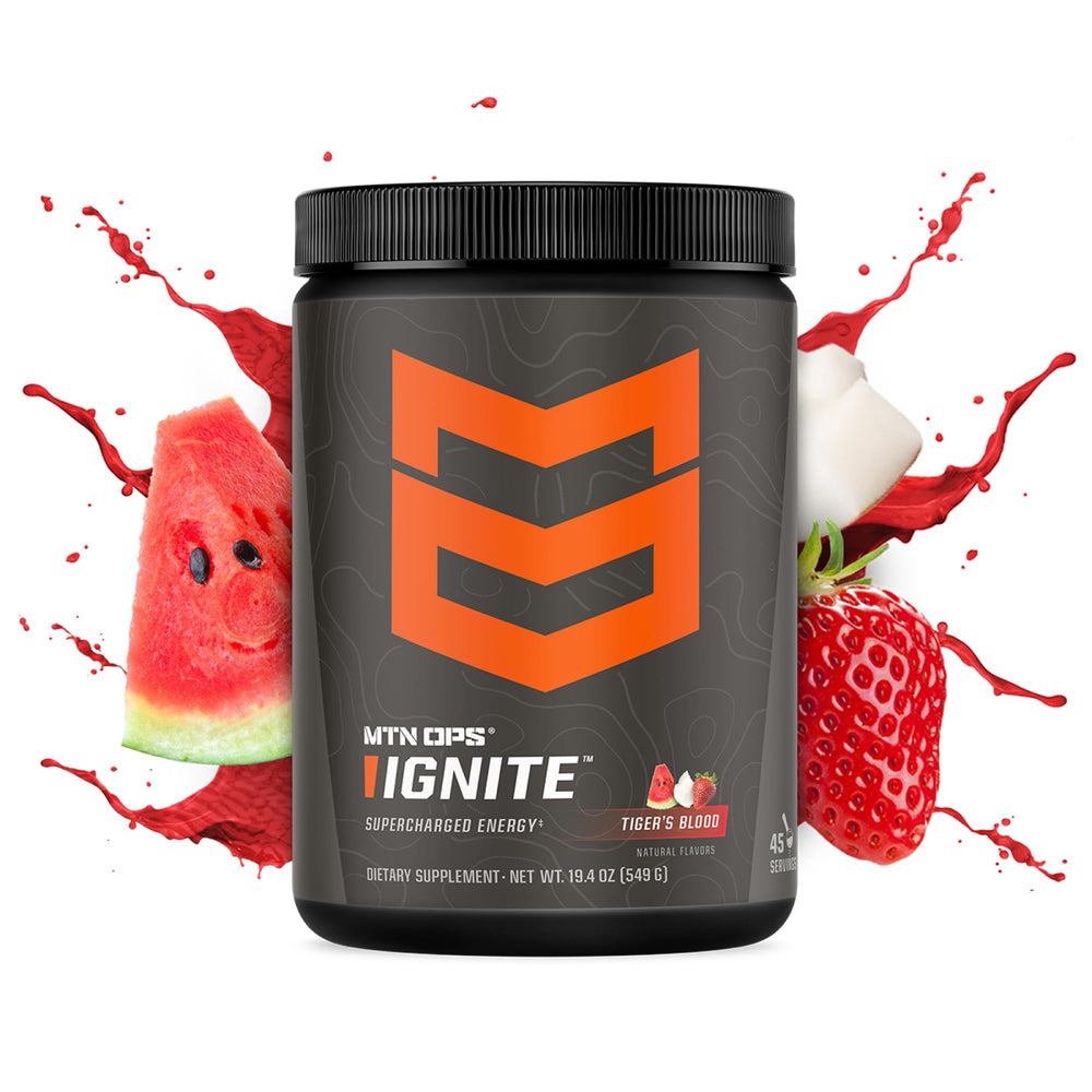 Scoop of MTN OPS Ignite ready to mix for quick energy