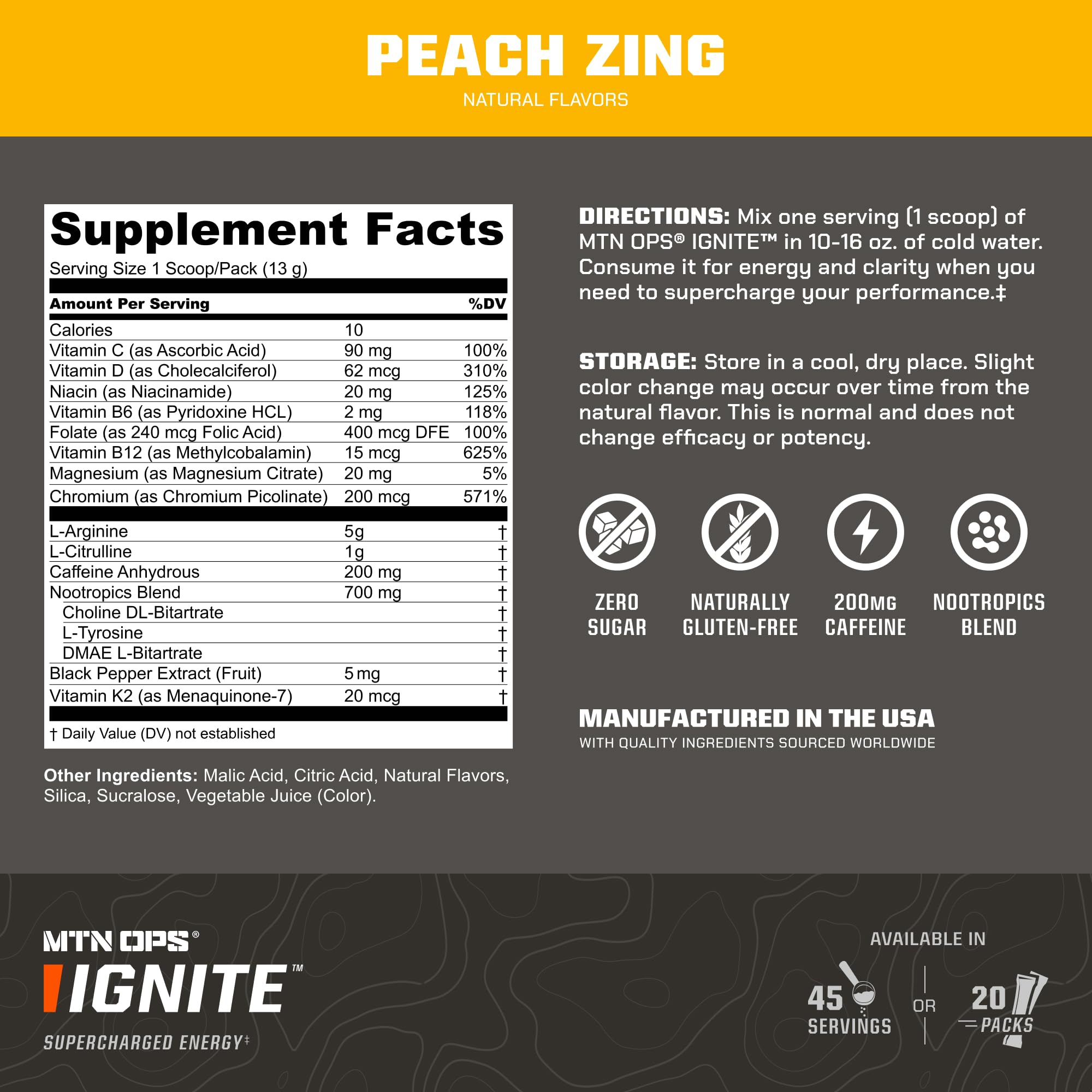 MTN OPS Ignite glass with prepared drink ready for workouts.