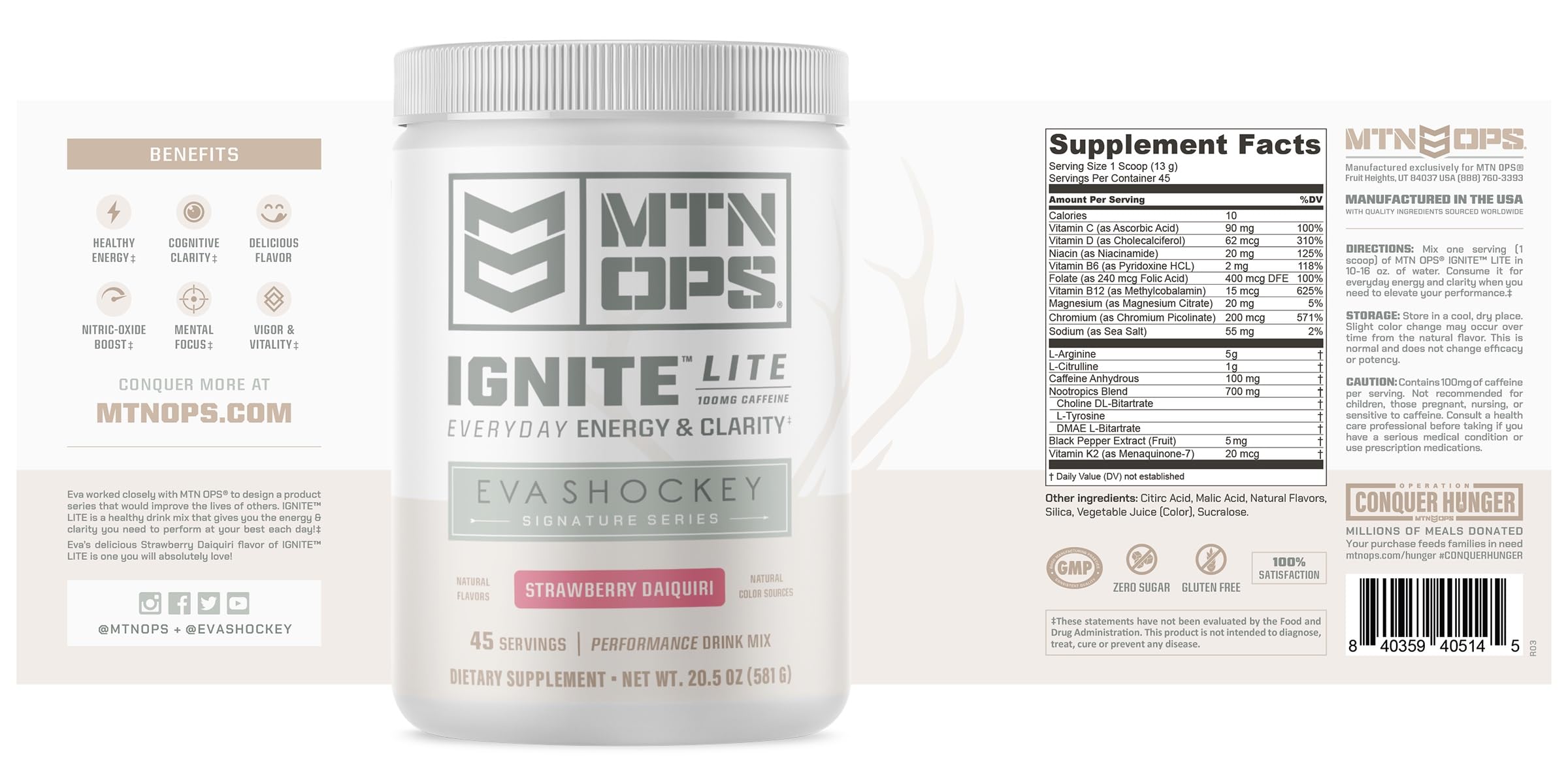 MTN OPS Ignite Lite flavor close-up with strawberry accents and refreshing aroma.