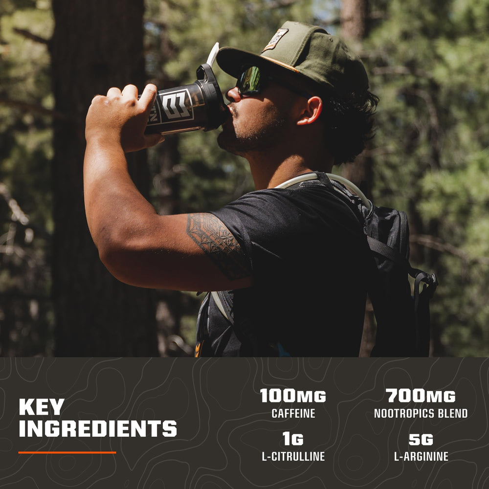 MTN OPS Ignite Lite no sugar natural flavors label emphasizes clean energy