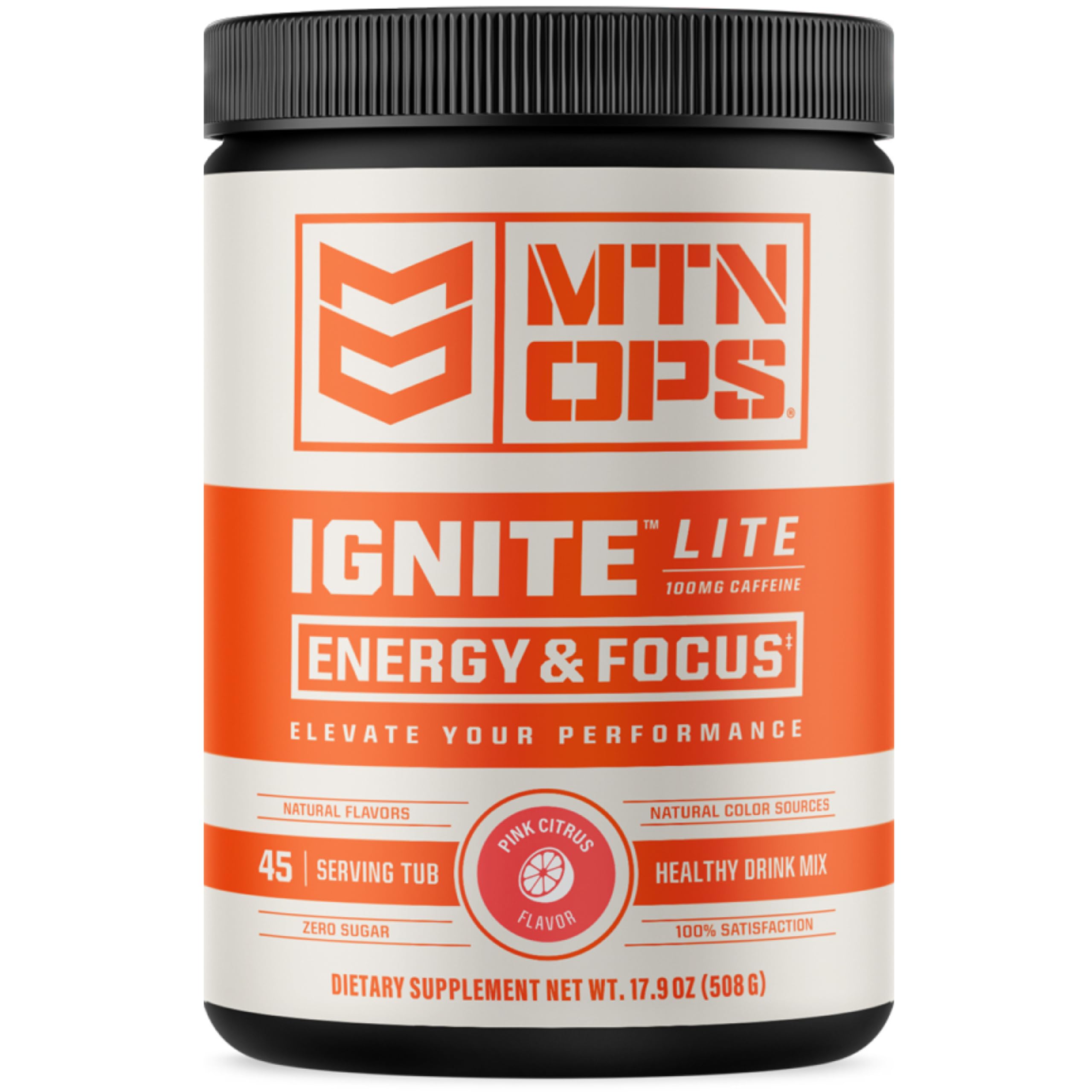MTN OPS Ignite Lite pink citrus tub for gluten free energy boost