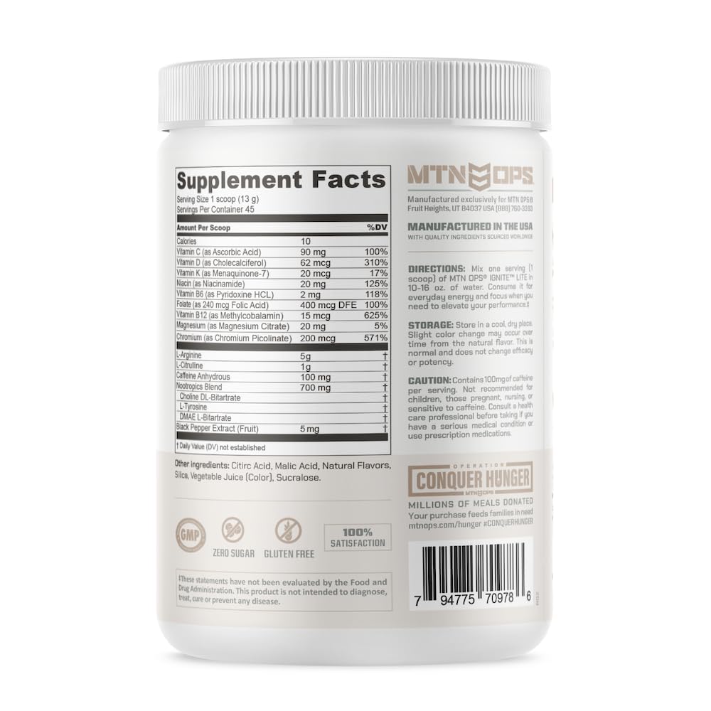MTN OPS Ignite Lite powder dissolving in water for quick energy.
