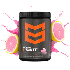 MTN OPS Ignite pink lemonade scoop for easy pre-workout dosing.
