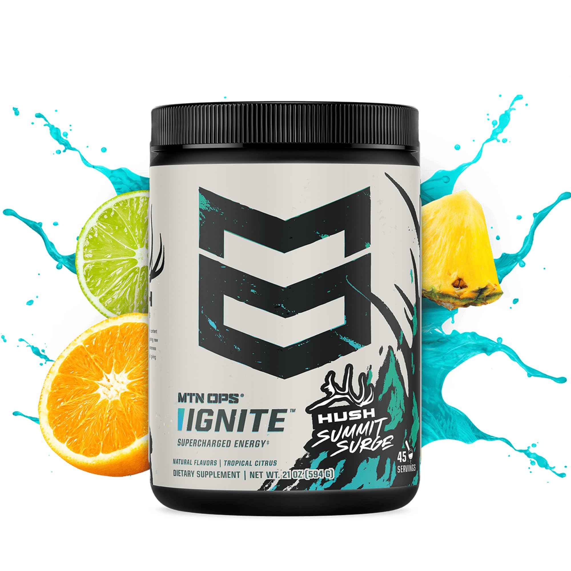MTN OPS Ignite scoop dispensing a measured serving for convenient daily focus