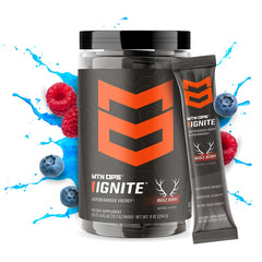 MTN OPS Ignite scoop beside tub for quick, on-the-go energy.
