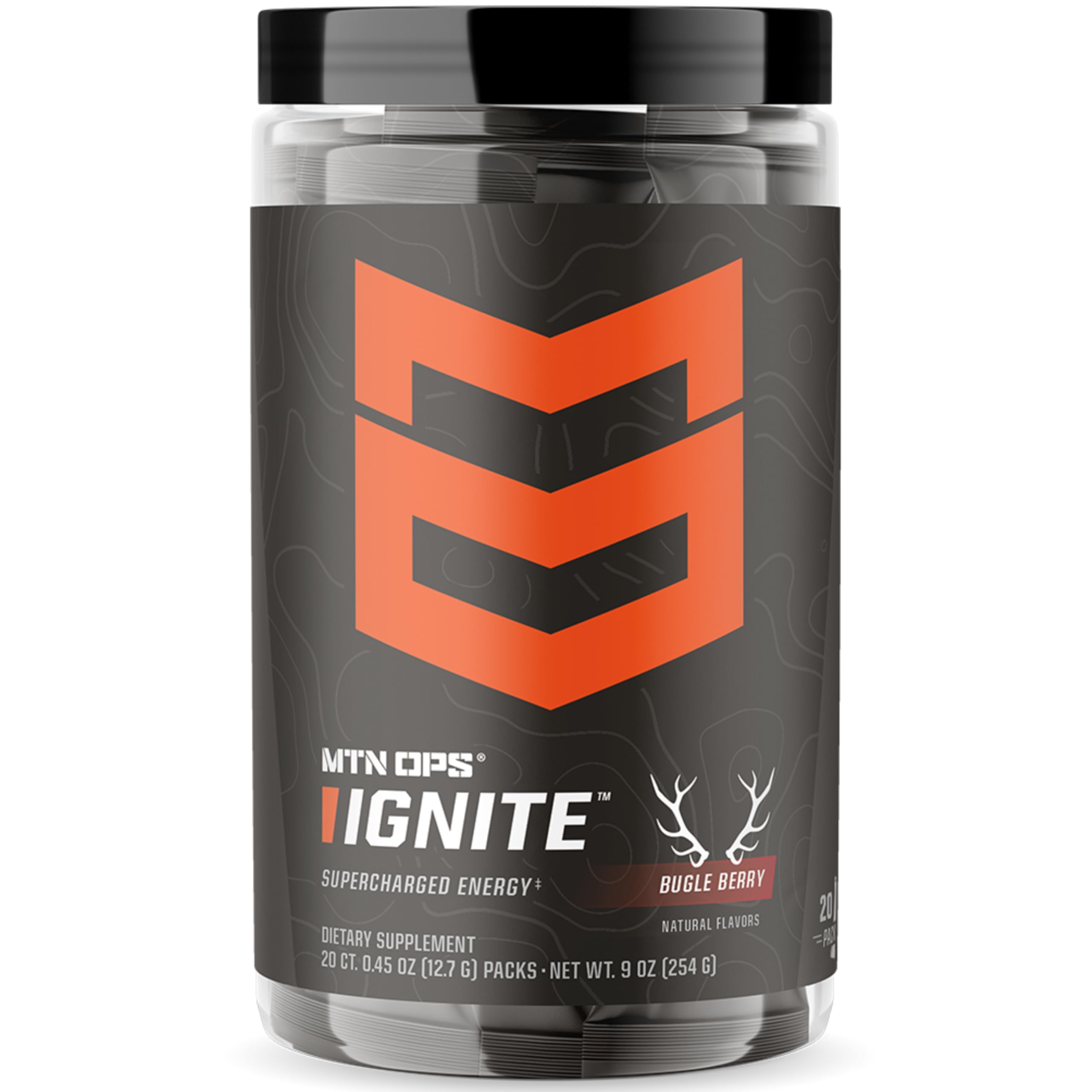 MTN OPS Ignite powder tub for sustained energy and focus during workouts.