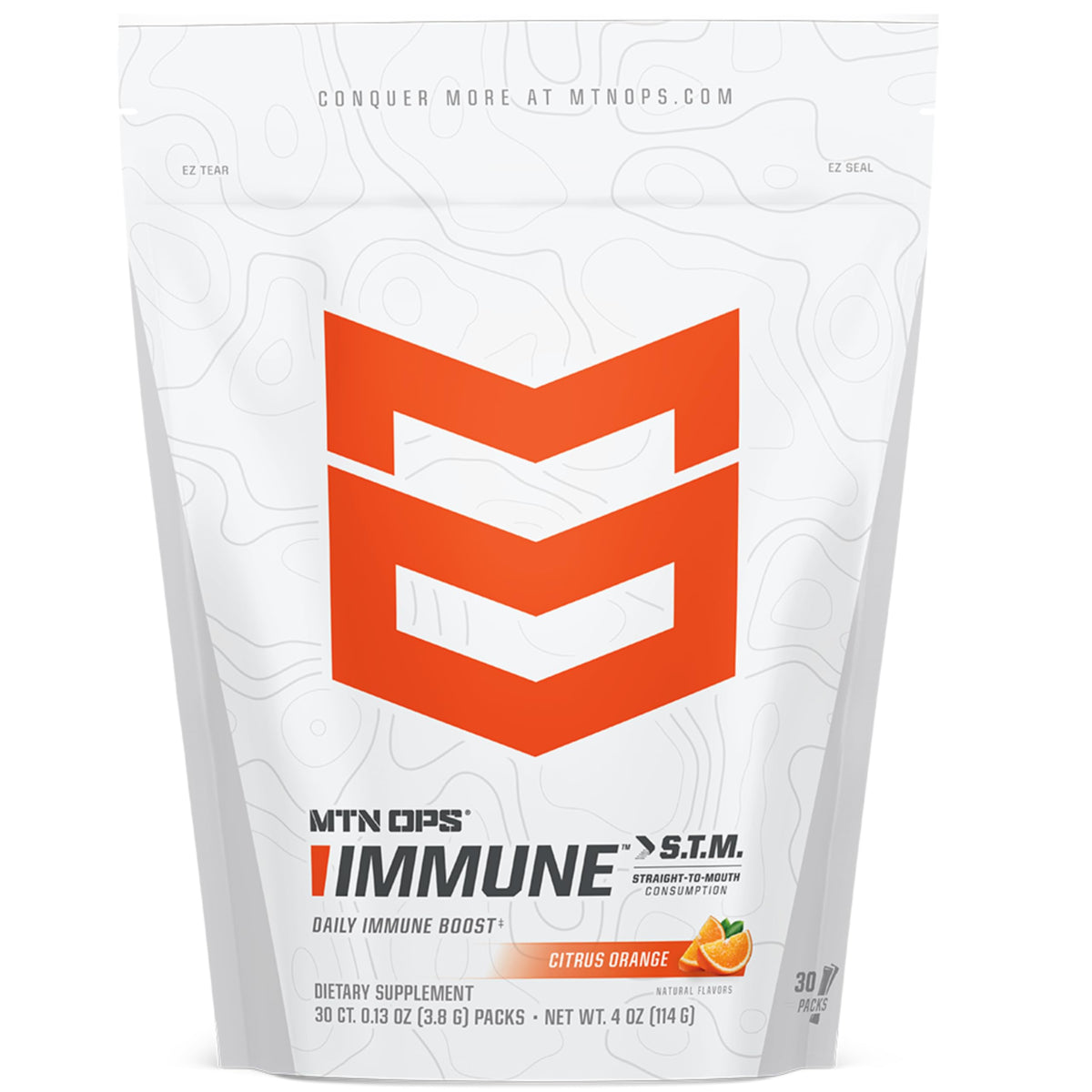 MTN OPS Immune STM sachets ready for travel and on-the-go immune support.