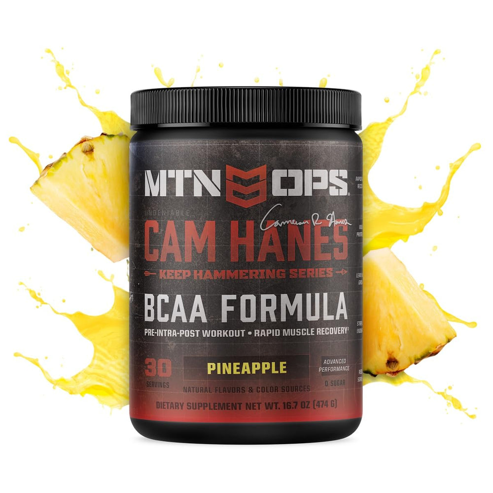 MTN OPS Keep Hammering BCAA pineapple serving scoop for single-serve convenience