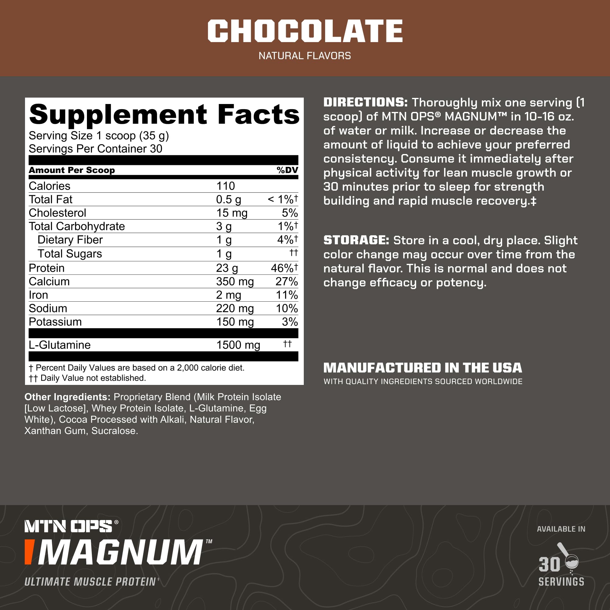 MTN OPS Magnum Chocolate shaker with powder ready to drink after training