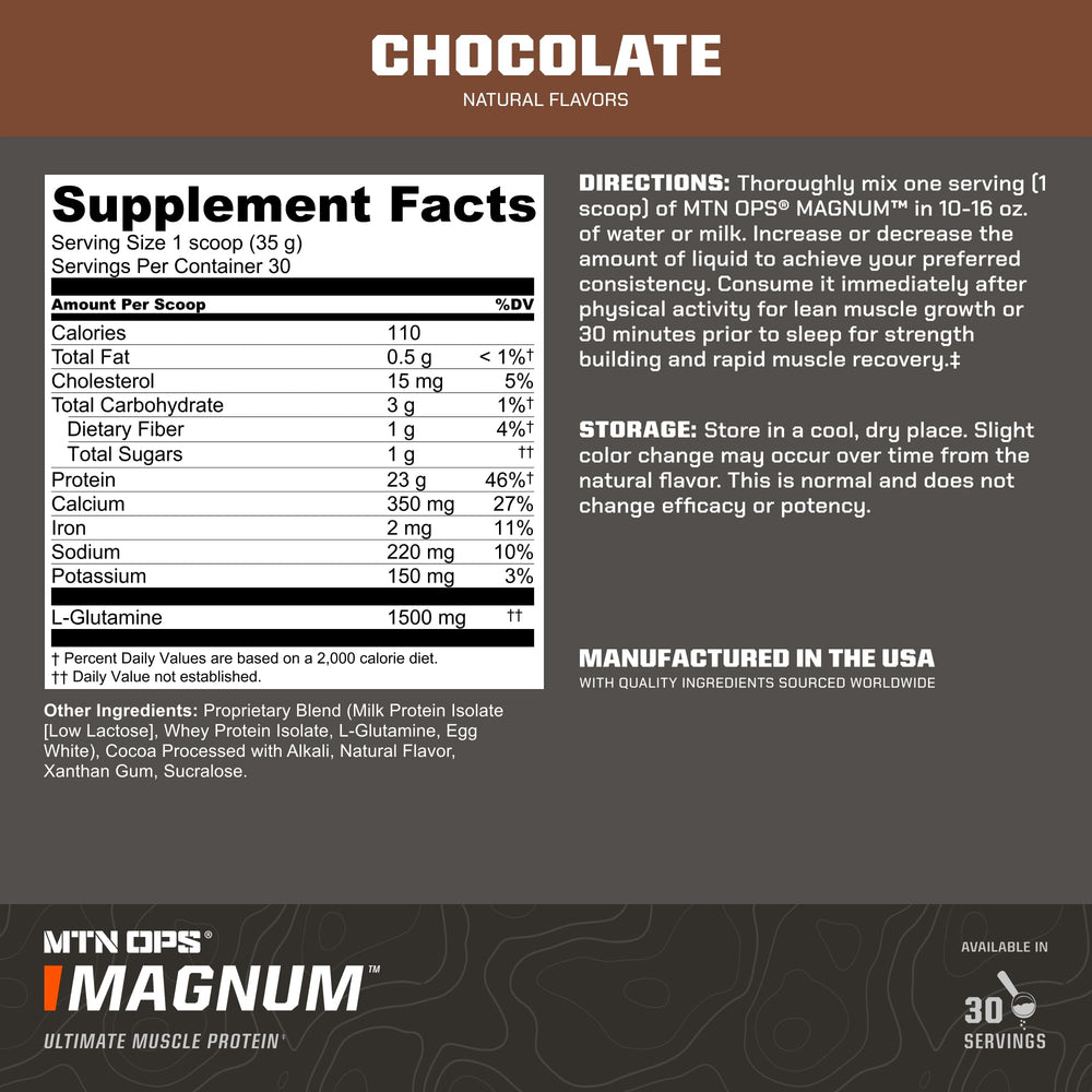 MTN OPS Magnum Chocolate shaker with powder ready to drink after training