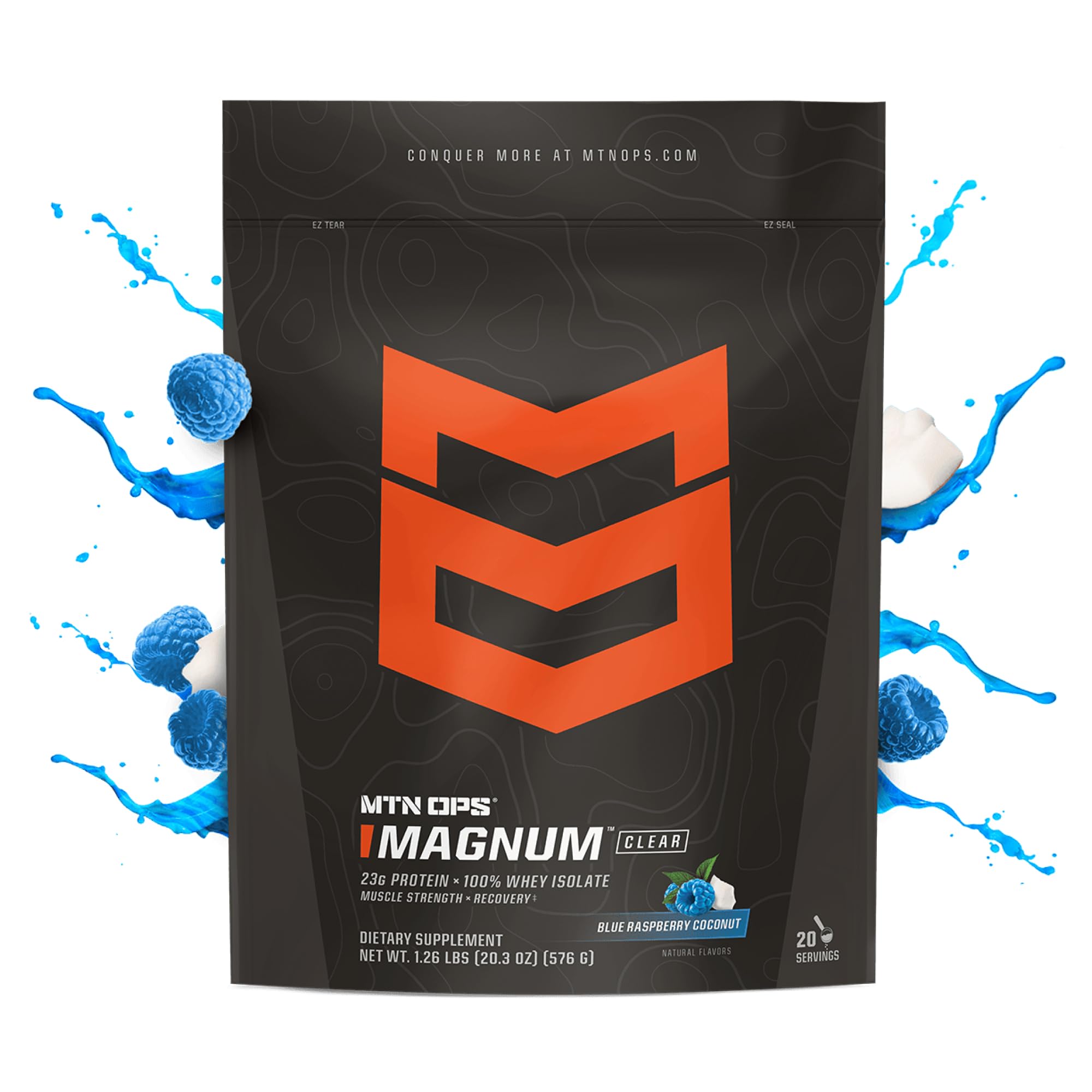 MTN OPS Magnum Clear Whey glass showing clear, light texture.