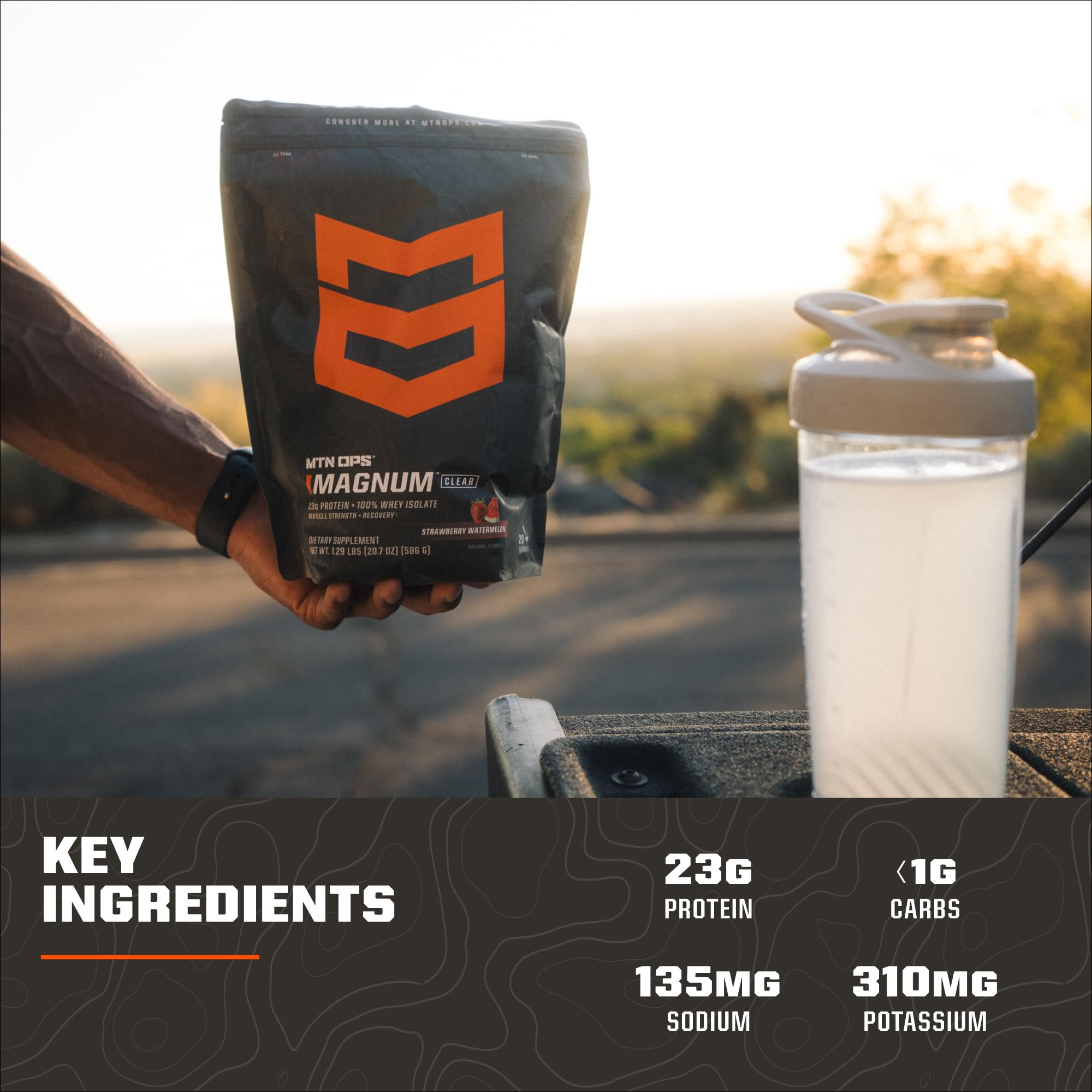 MTN OPS Magnum Clear Whey gluten-free packaging close-up