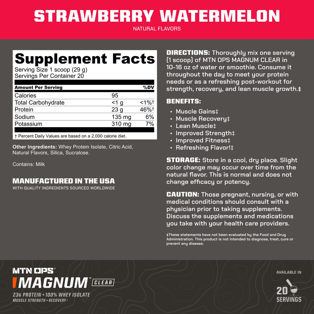 MTN OPS Magnum Clear Whey low-lactose packaging label