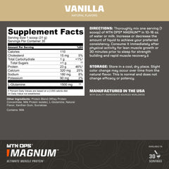 MTN OPS Magnum Vanilla powder in a glass for a smooth shake.
