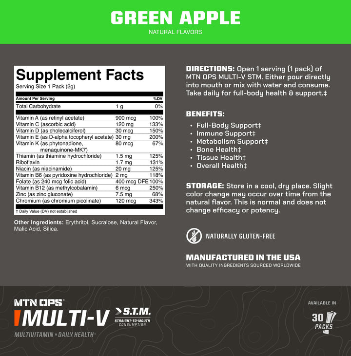 MTN OPS Multi-V immune-support badge appears alongside informative label.