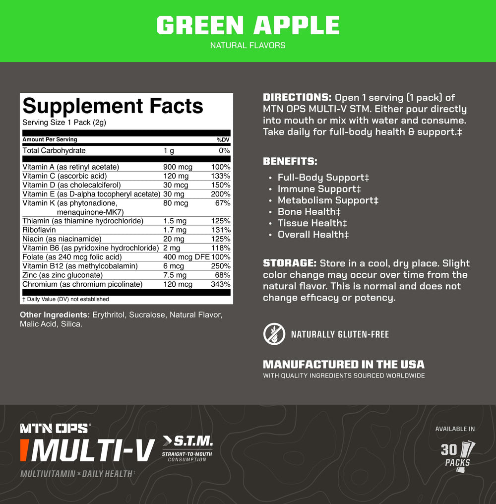 MTN OPS Multi-V immune-support badge appears alongside informative label.