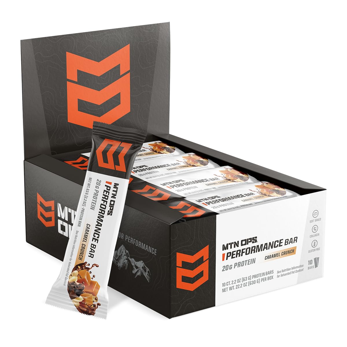 MTN OPS Protein Bar Caramel Crunch packaging ready for grab-and-go fueling