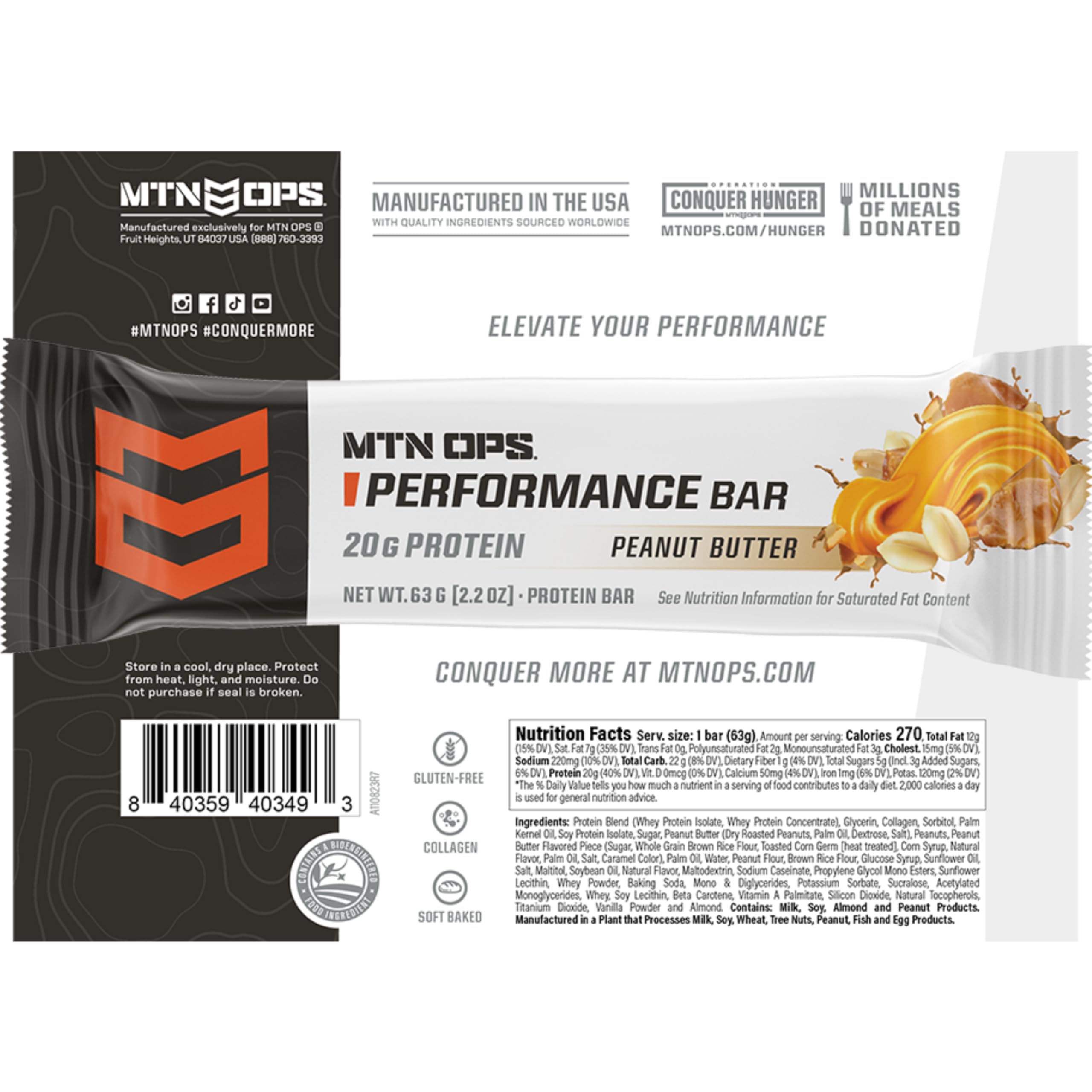 MTN OPS Protein Bars Peanut Butter Bliss bite showcases satisfying flavor with no chalky aftertaste.