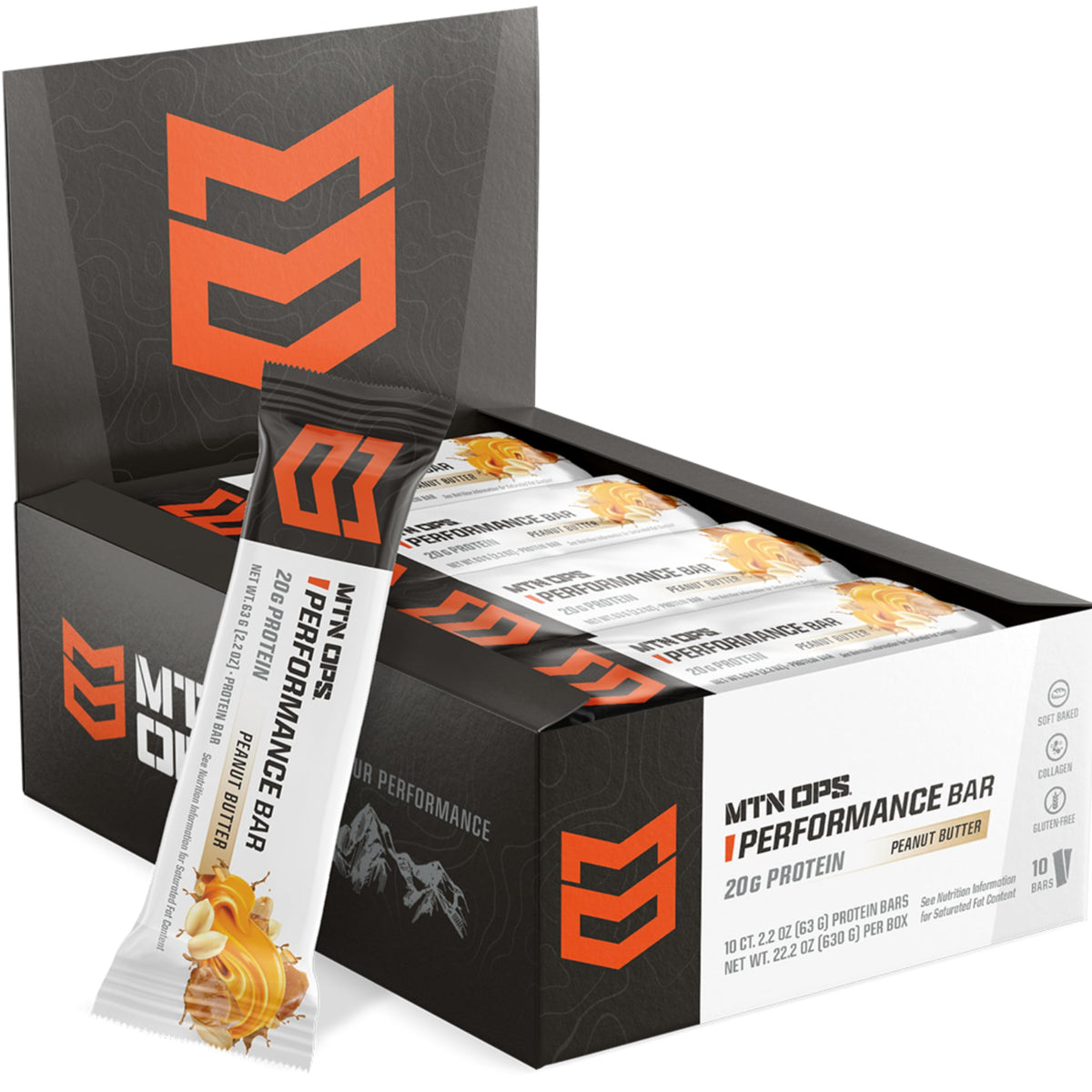 MTN OPS Protein Bars Peanut Butter Bliss packaging, ideal for quick energy on busy days.