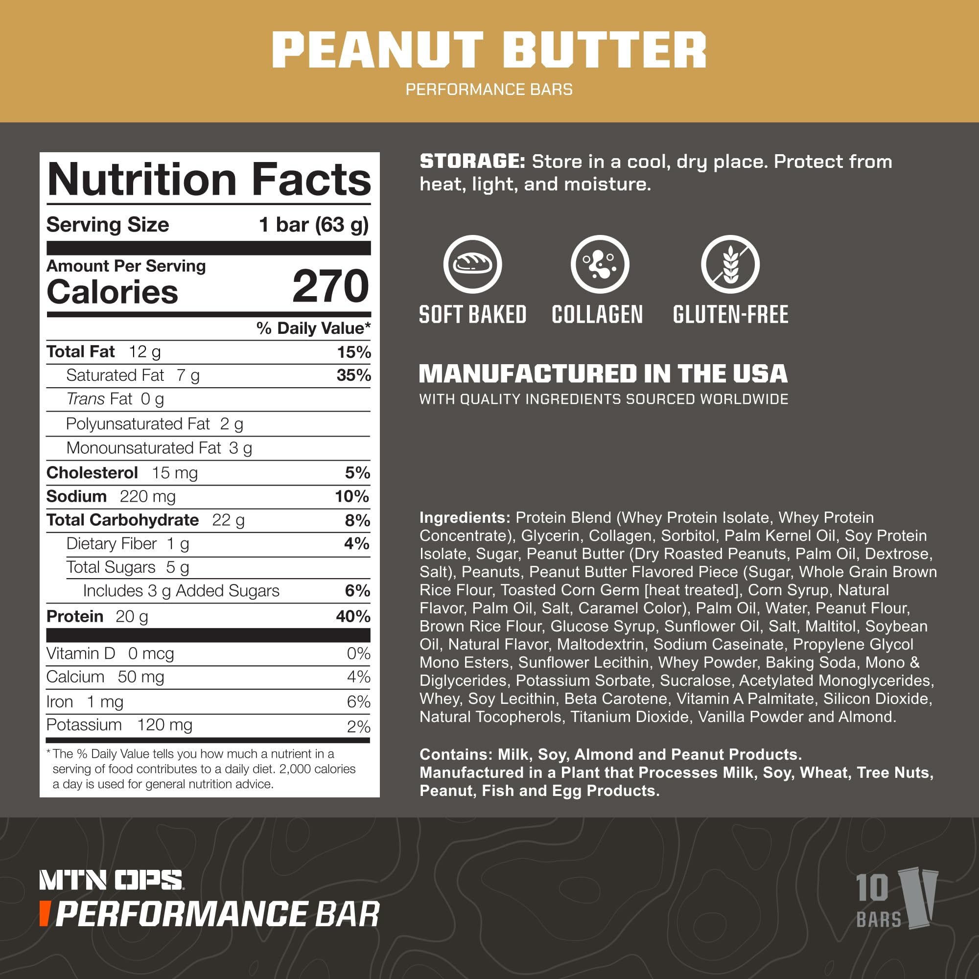 MTN OPS Protein Bars Peanut Butter Bliss texture close-up, creamy yet crunchy.
