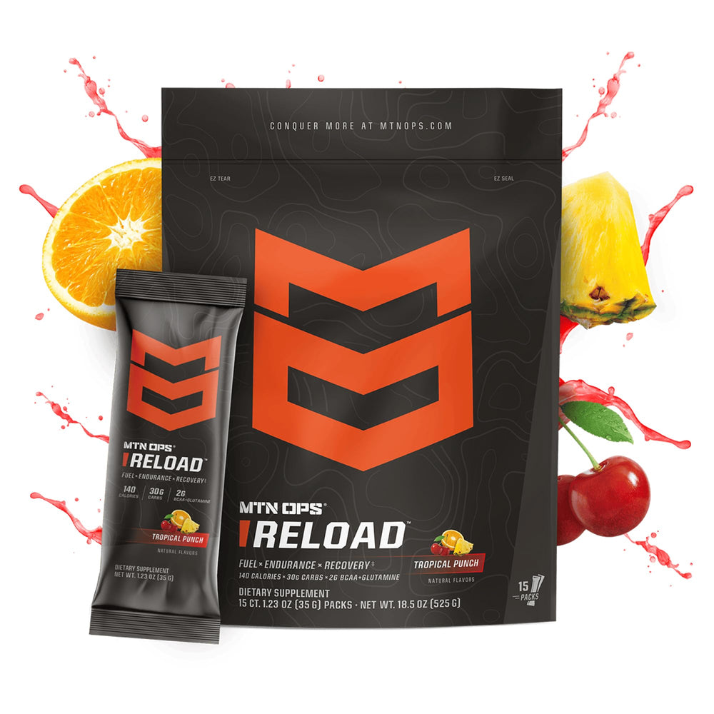 Reload powder being poured tropical punch to mix in bottle
